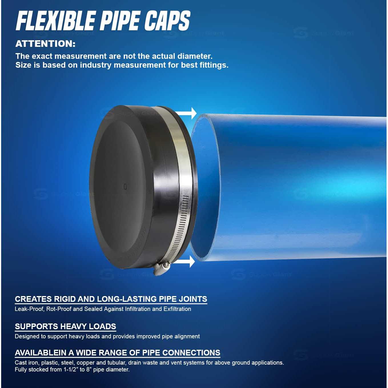 Supply Giant Flexible Pvc Pipe Cap with Stainless steel Clamps - Cheap Fitting