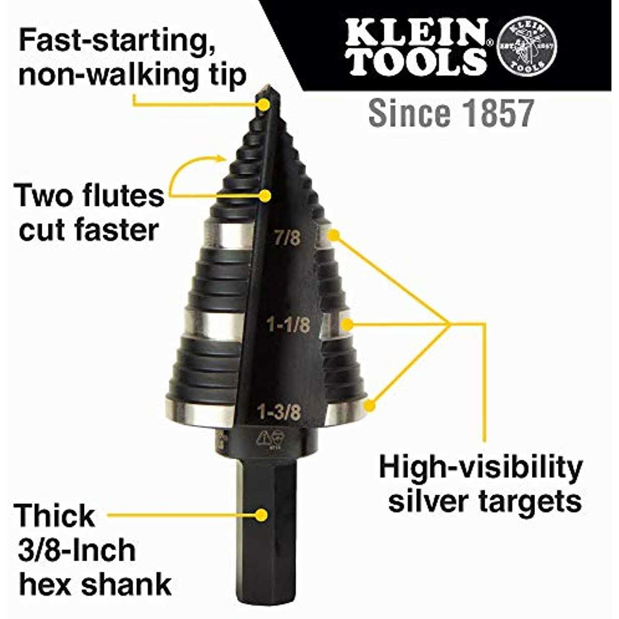 KTSB15 Klein Tools Step Drill Bit Double Fluted #15 - Cheap Fitting