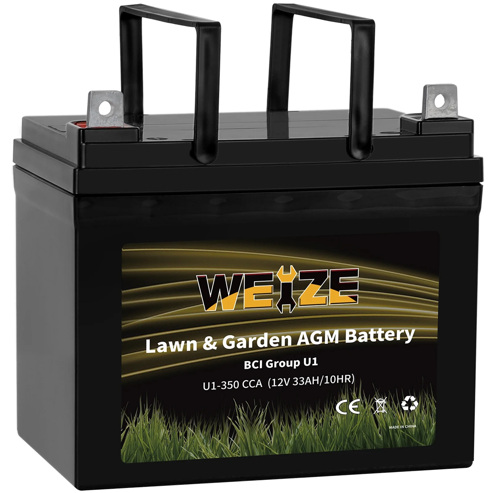 WEIZE Lawn & Garden AGM Battery, 12V 300CCA BCI Group U1 SLA Starting Battery for Lawn, Tractors and Mowers, Compatible with John Deere, Toro, Cub Cadet, and Craftsman - Cheap Fitting
