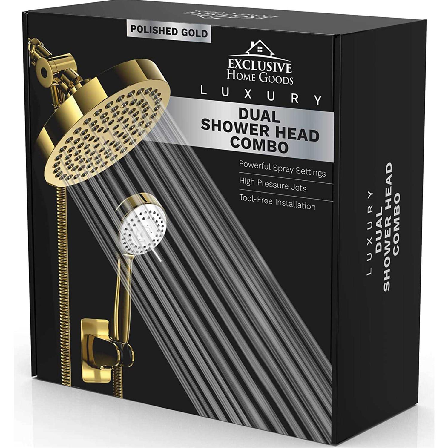 Exclusive Home Goods High Pressure Rainfall Shower Head and Handheld Shower Sprayer Combo - Cheap Fitting