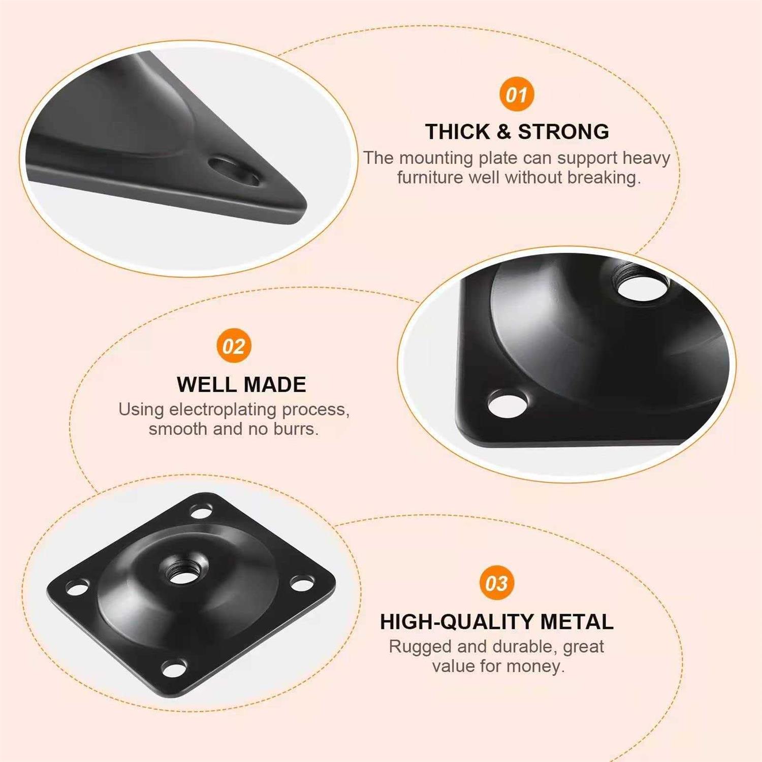 Ceryvop Leg Mounting Plates 4 Sets Furniture Leg Attachment Plates - Cheap Fitting