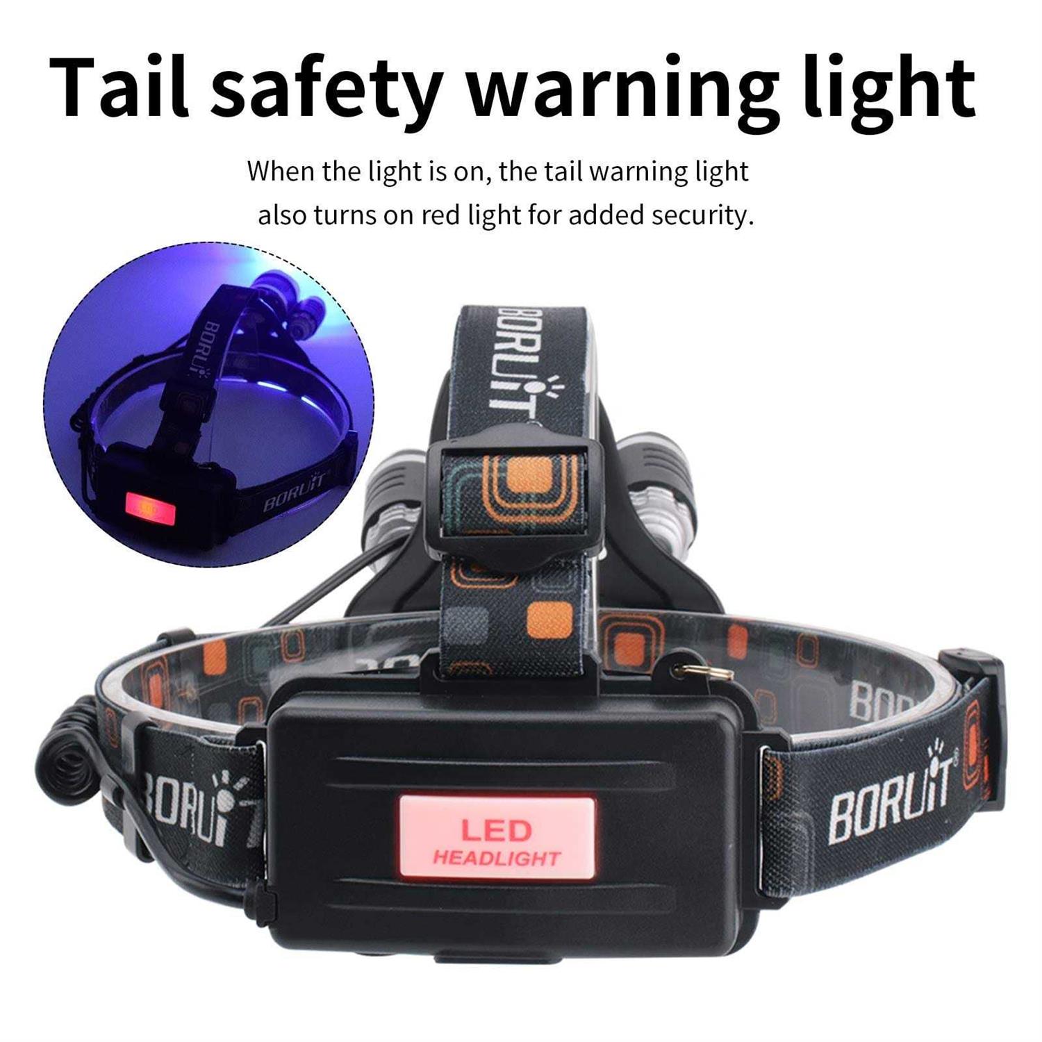 BORUIT RJ-3000 LED Rechargeable Headlamp,3 Modes White and LED Hunting 5000 Lumens Tactical Light Head Lamp - Cheap Fitting
