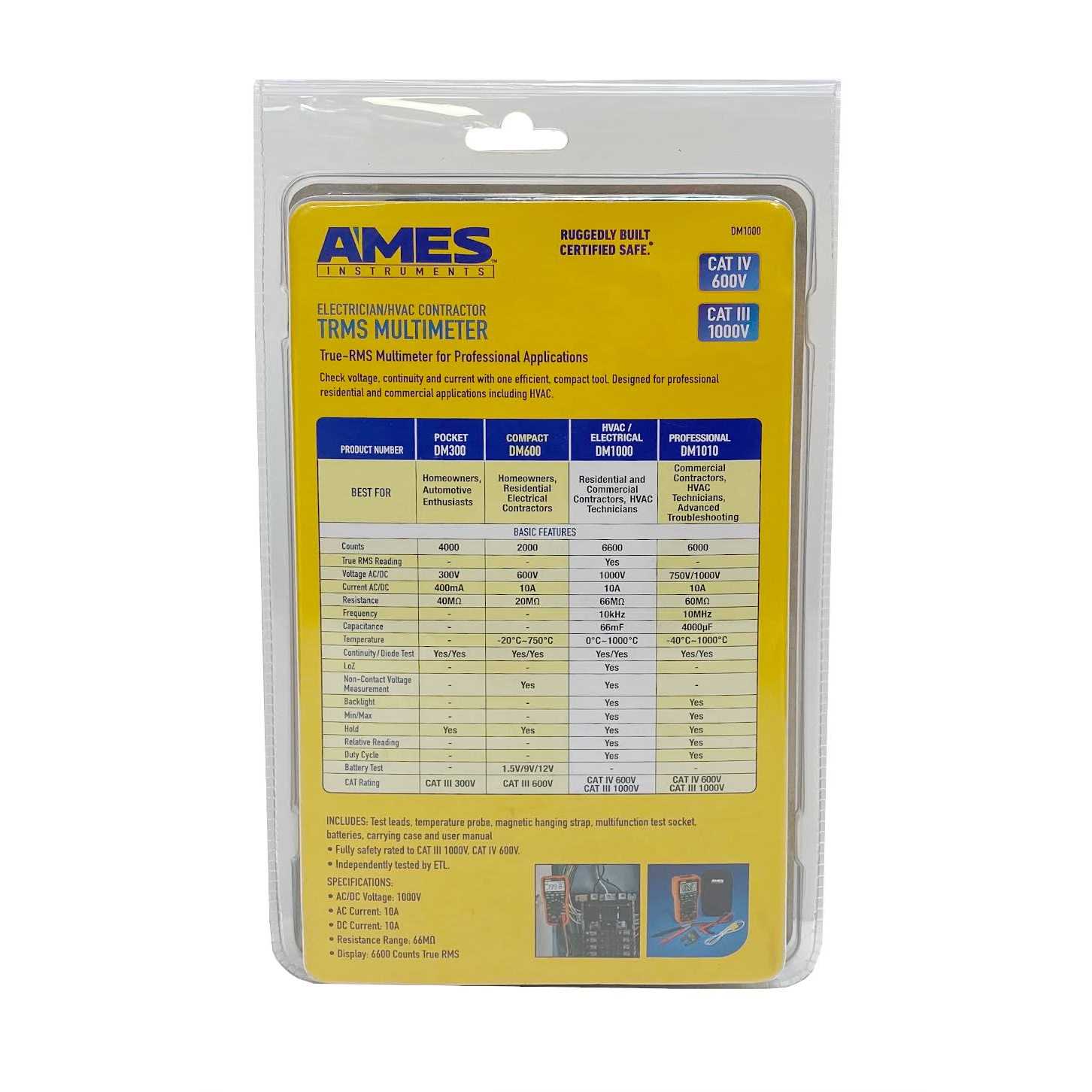 Ames Instruments DM1000 Electricians HVAC Contractor TRMS Multimeter - Cheap Fitting