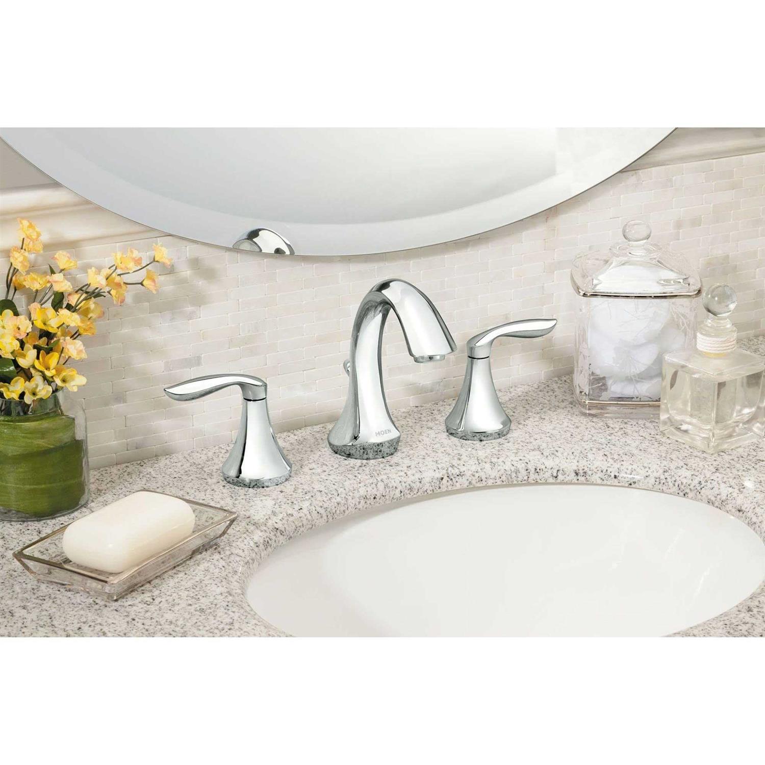 Moen T6420 Eva Two Handle Widespread Bathroom Faucet Chrome - Cheap Fitting