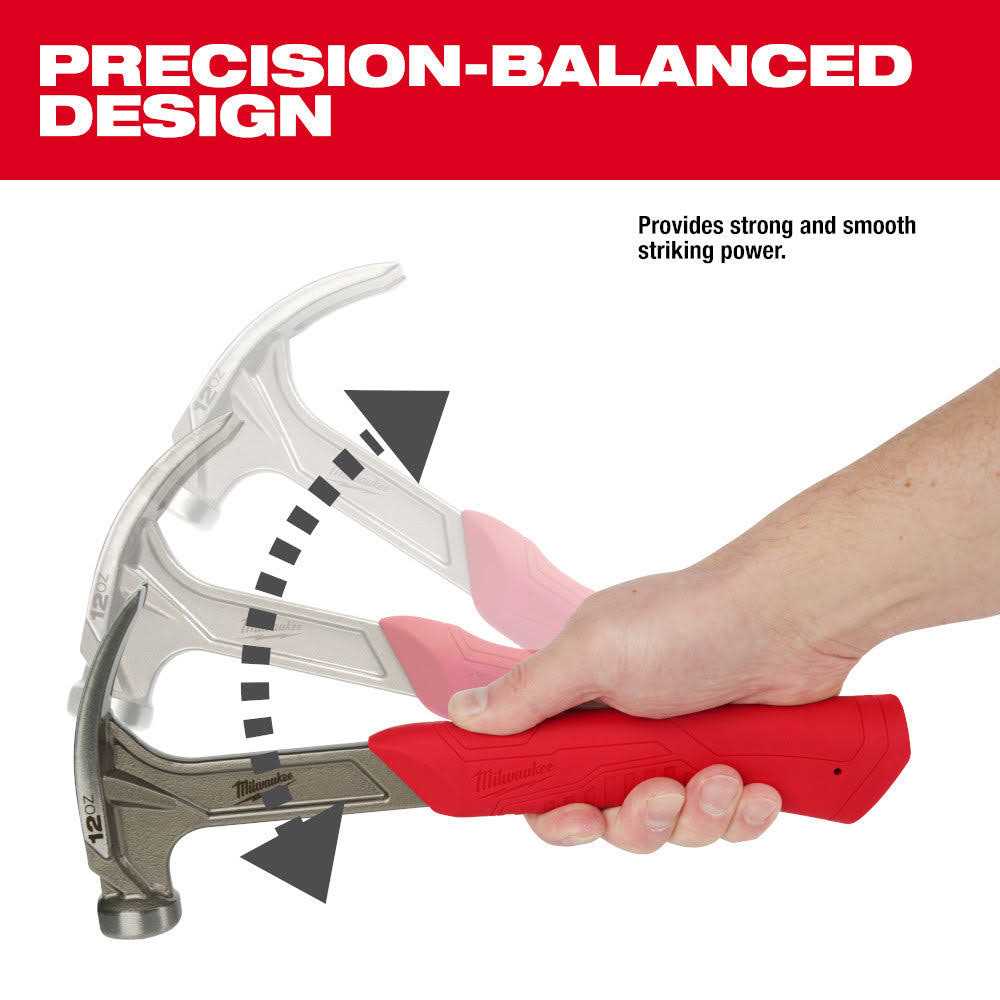 Milwaukee 12oz Smooth Face Hybrid Claw Finish Hammer 48-22-9019 - Cheap Fitting
