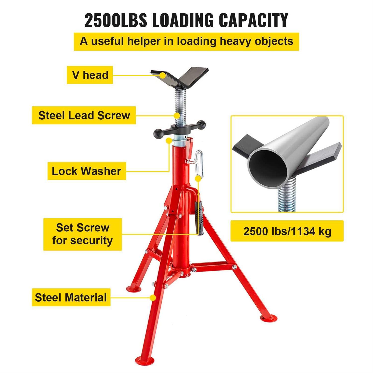 Pipe Jack Stand Robust Steel Heavy-Duty Construction - Cheap Fitting