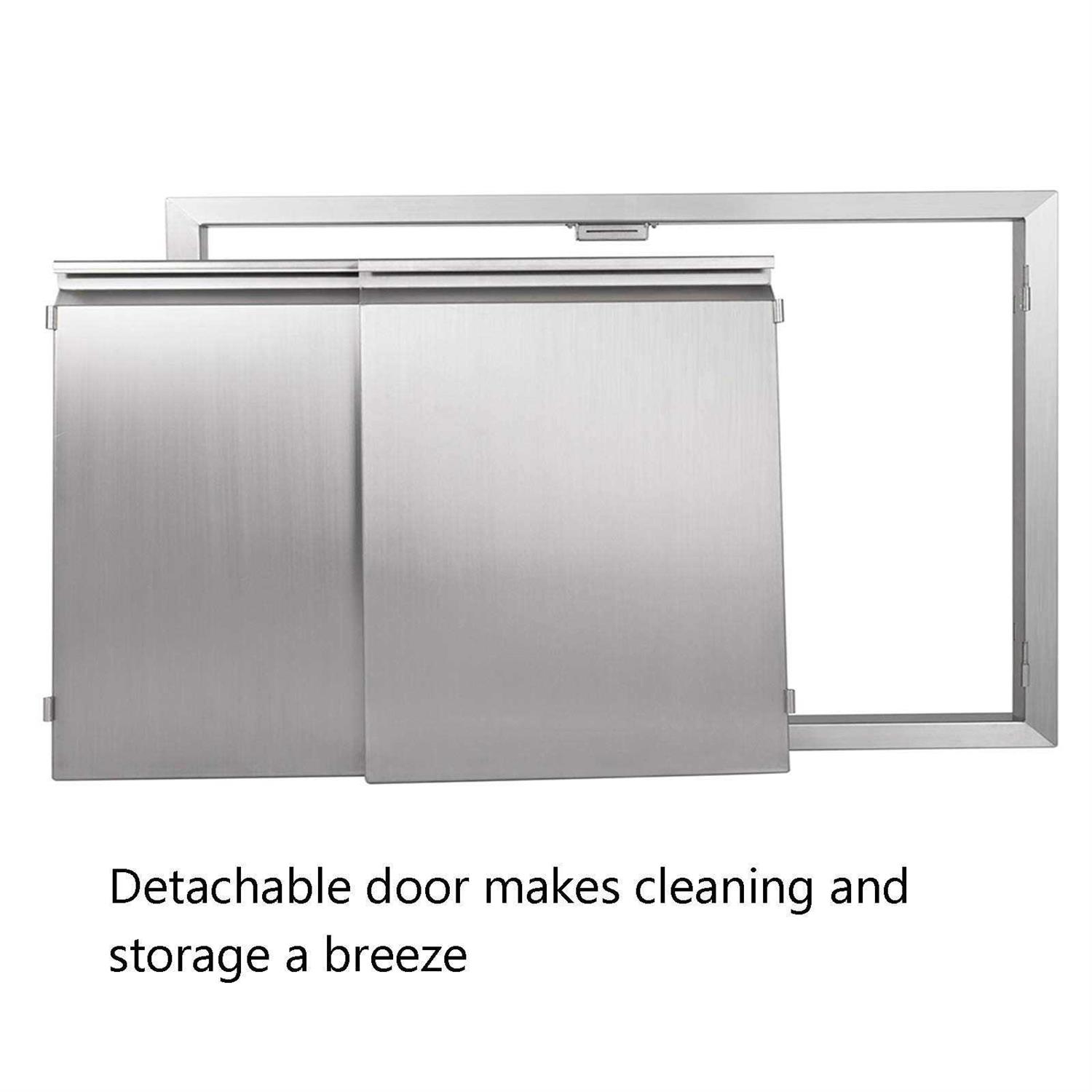JIE JIN BBQ Access Door 24 H 304 Stainless Steel Outdoor Kitchen Accessories Door for Indoor/Outdoor Kitchen Outdoor Cabinet BBQ Island - Cheap Fitting