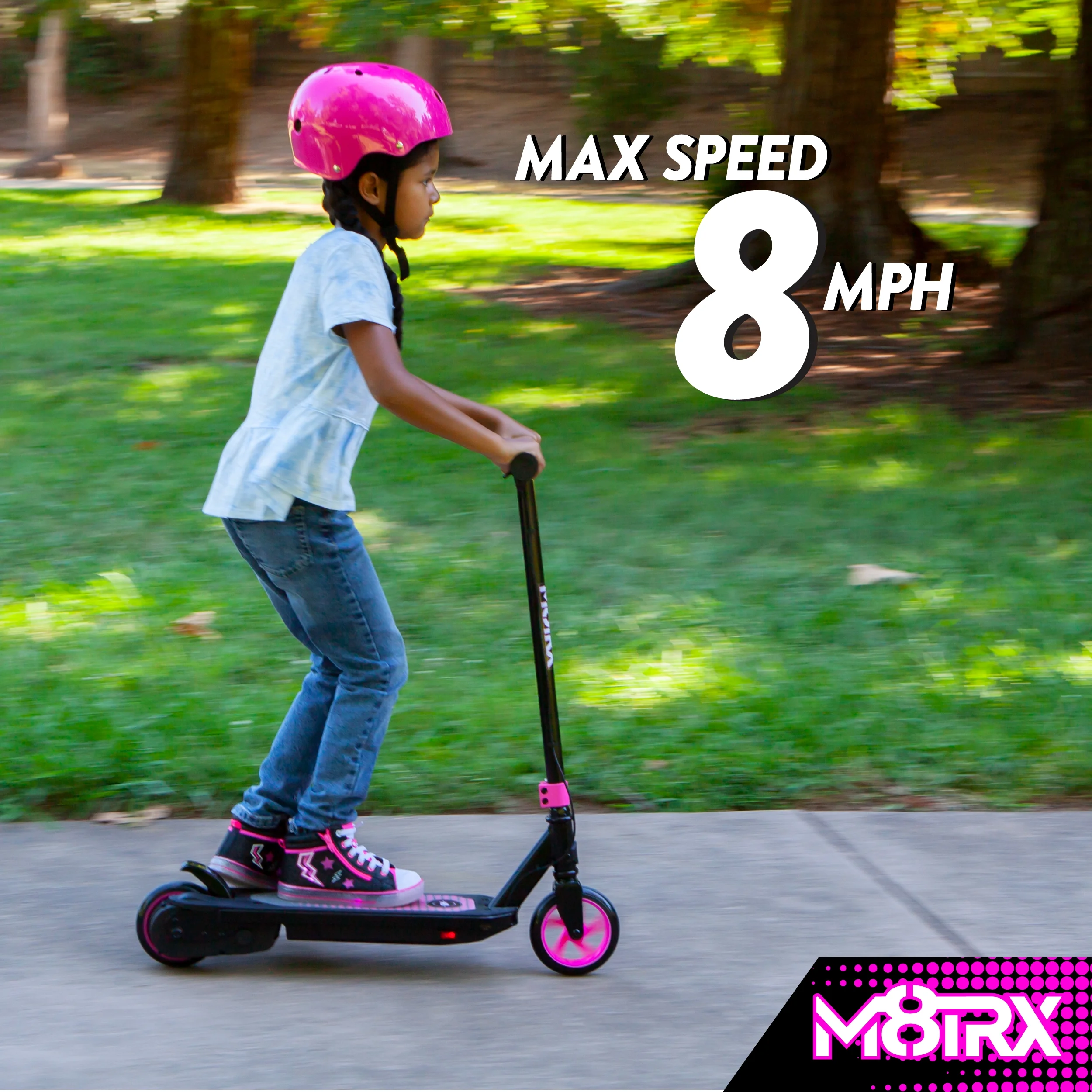 M8TRIX Pink 12V Electric Scooter for Kids Ages 6-12, Powered E-Scooter with Speeds of 8 MPH - Cheap Fitting