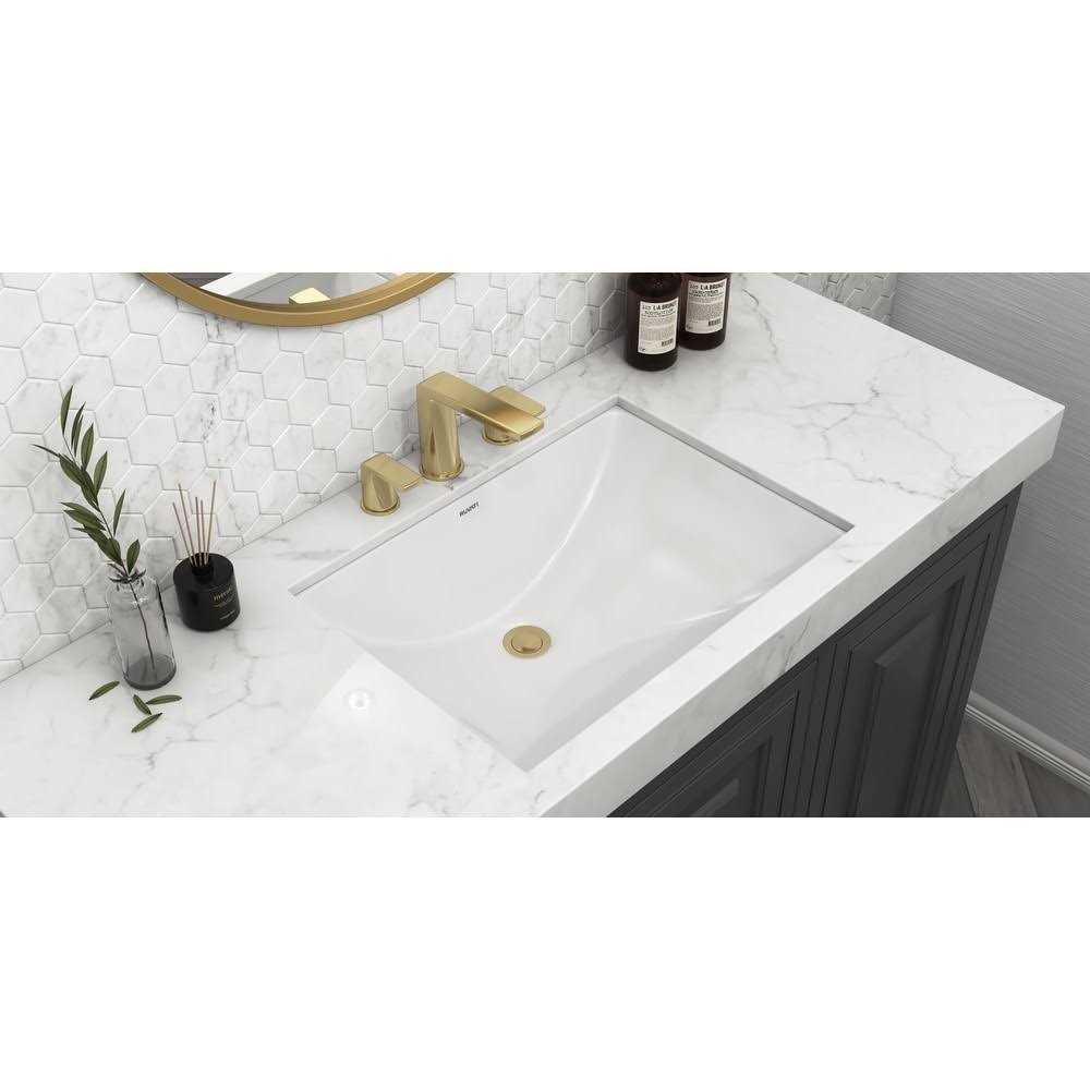 Ruvati 17 x 12 inch Undermount Bathroom Vanity Sink White Rectangular Porcelain Ceramic with Overflow RVB0718 - Cheap Fitting