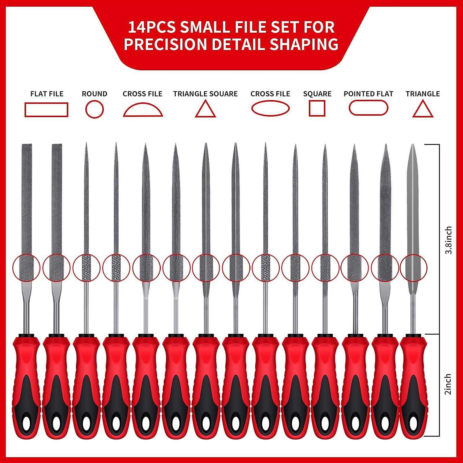 chentuopo 57pcs Metal & Wood File Rasp Set,Grade T12 Forged Alloy Steel, Half-round/round/Triangle/Flat 4pcs Large Tools, 14pcs Needle Files and a - Cheap Fitting