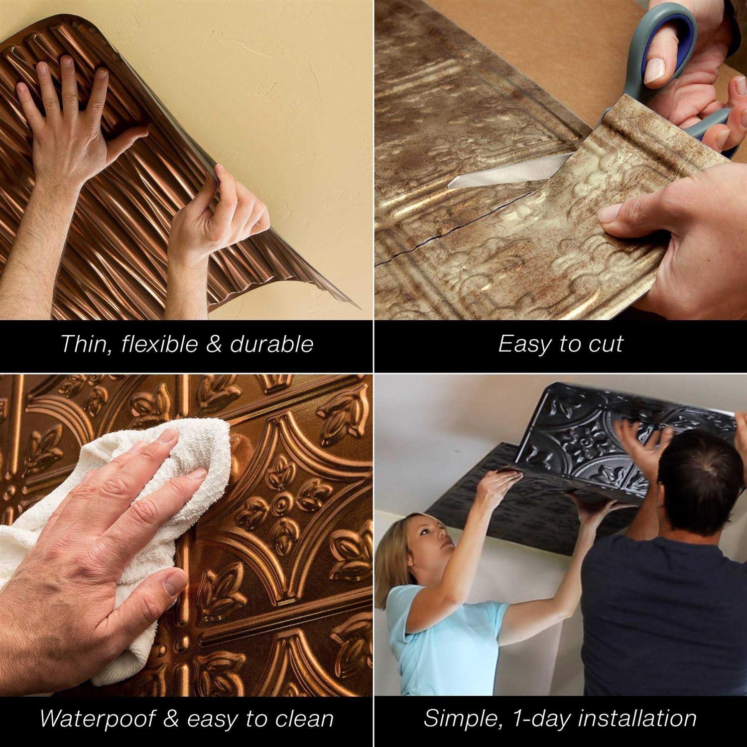 Fasade Dunes Vertical Decorative Vinyl 2ft x 2ft Glue Up Ceiling Tile - Cheap Fitting