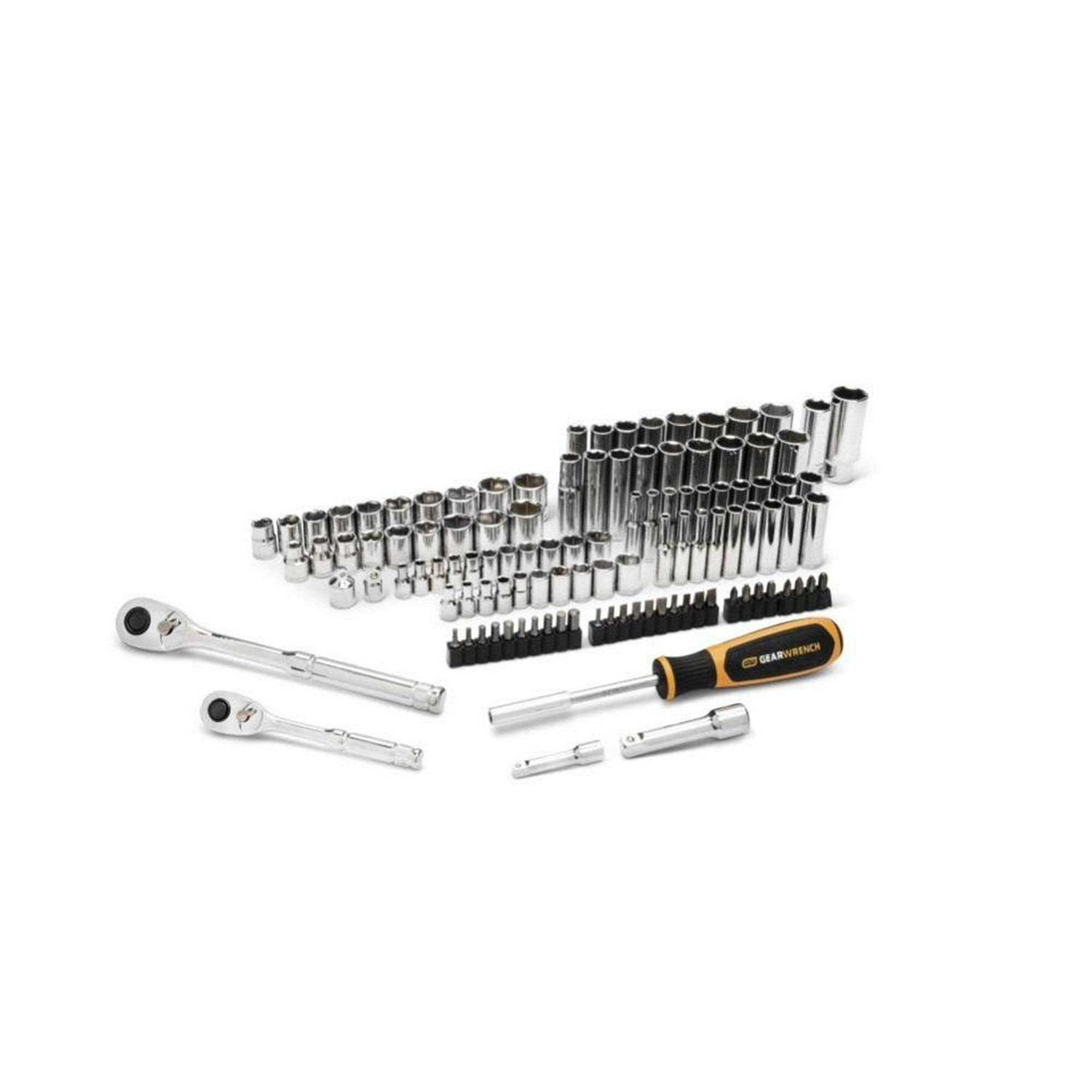 GEARWRENCH 115 Pc. 1/4 3/8 Dr. SAE/MM Mechanics Hand Tool Racing Set - Cheap Fitting