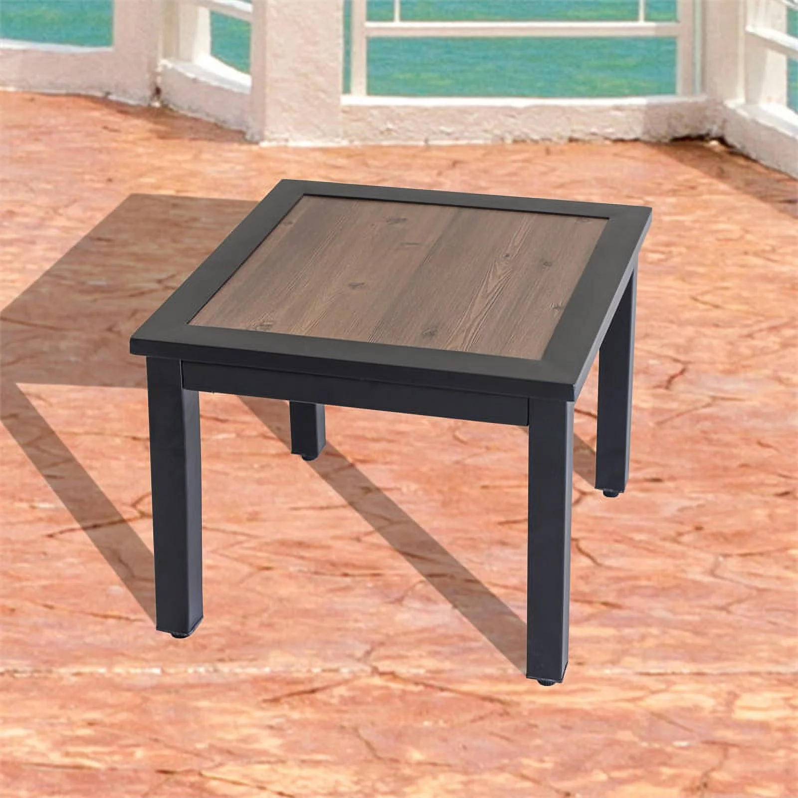 Patio Festival Outdoor Metal Side Table in Brown/Black Finish - Cheap Fitting
