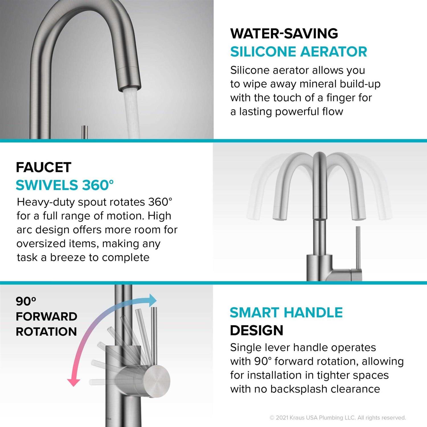 Kraus KPF-2600CH Oletto Single Handle Kitchen Bar Faucet - Cheap Fitting
