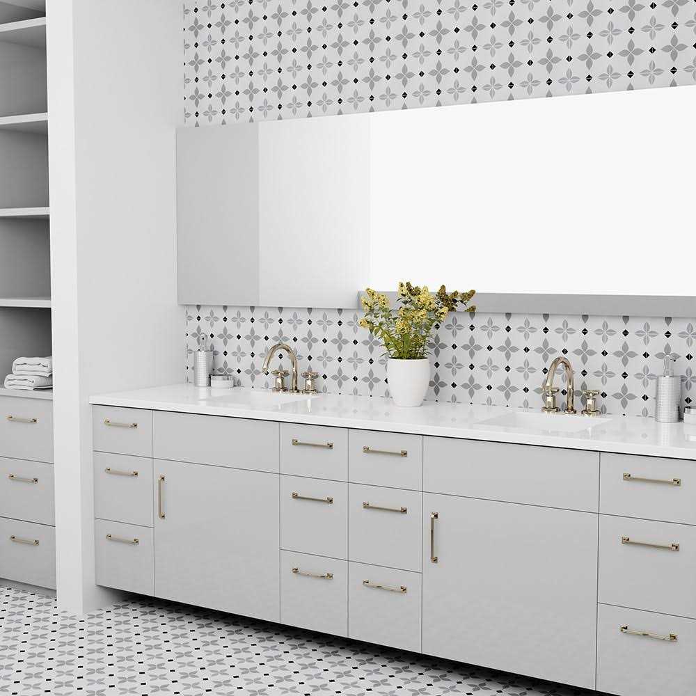 Boutique Ceramic Shadow Point Black and White and Grey 6-in x 6-in Matte Porcelain Encaustic Floor and Wall Tile LW2007017 - Cheap Fitting