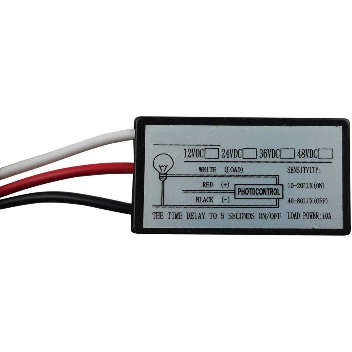 Proshopping DC 12V 24V 36V 48V Outdoor Sensor Photoelectric Switch 5A Dusk to Dawn Photocell Switch - Cheap Fitting