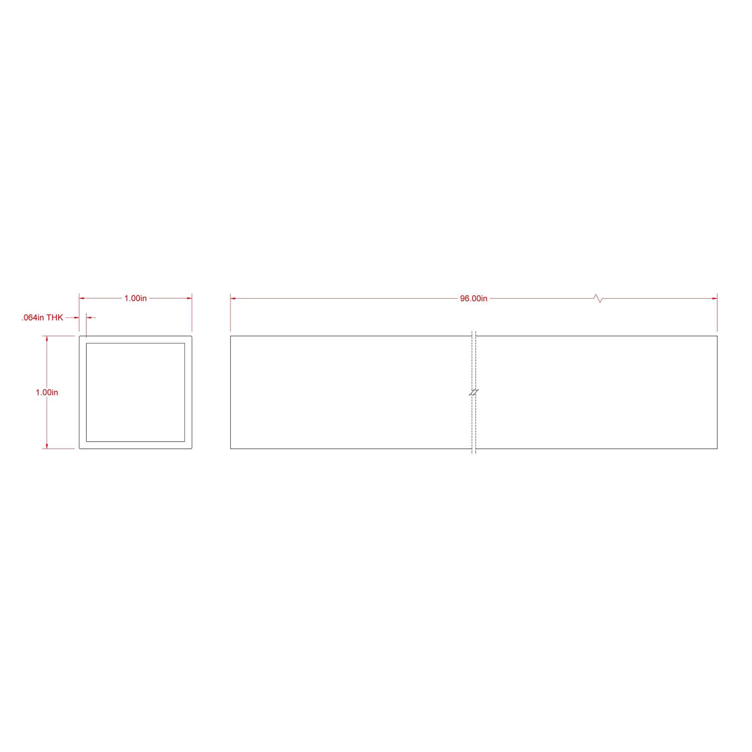 Steelworks 1-In x 8-ft Mill Finished Aluminum Square Tube - Cheap Fitting