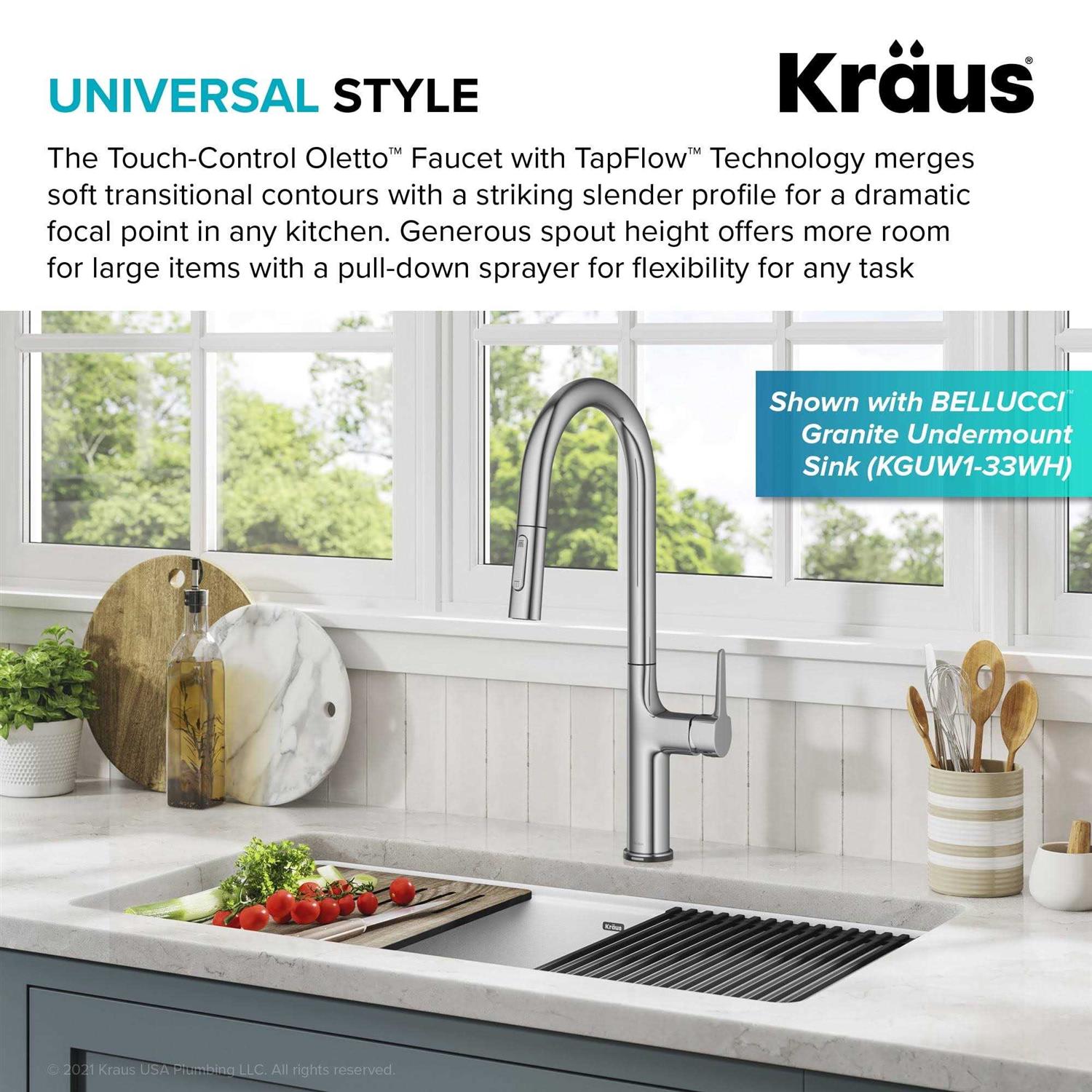 Kraus Oletto Tall Modern Single-Handle Touch Kitchen Sink Faucet with Pull Down Sprayer KTF-3101 - Cheap Fitting