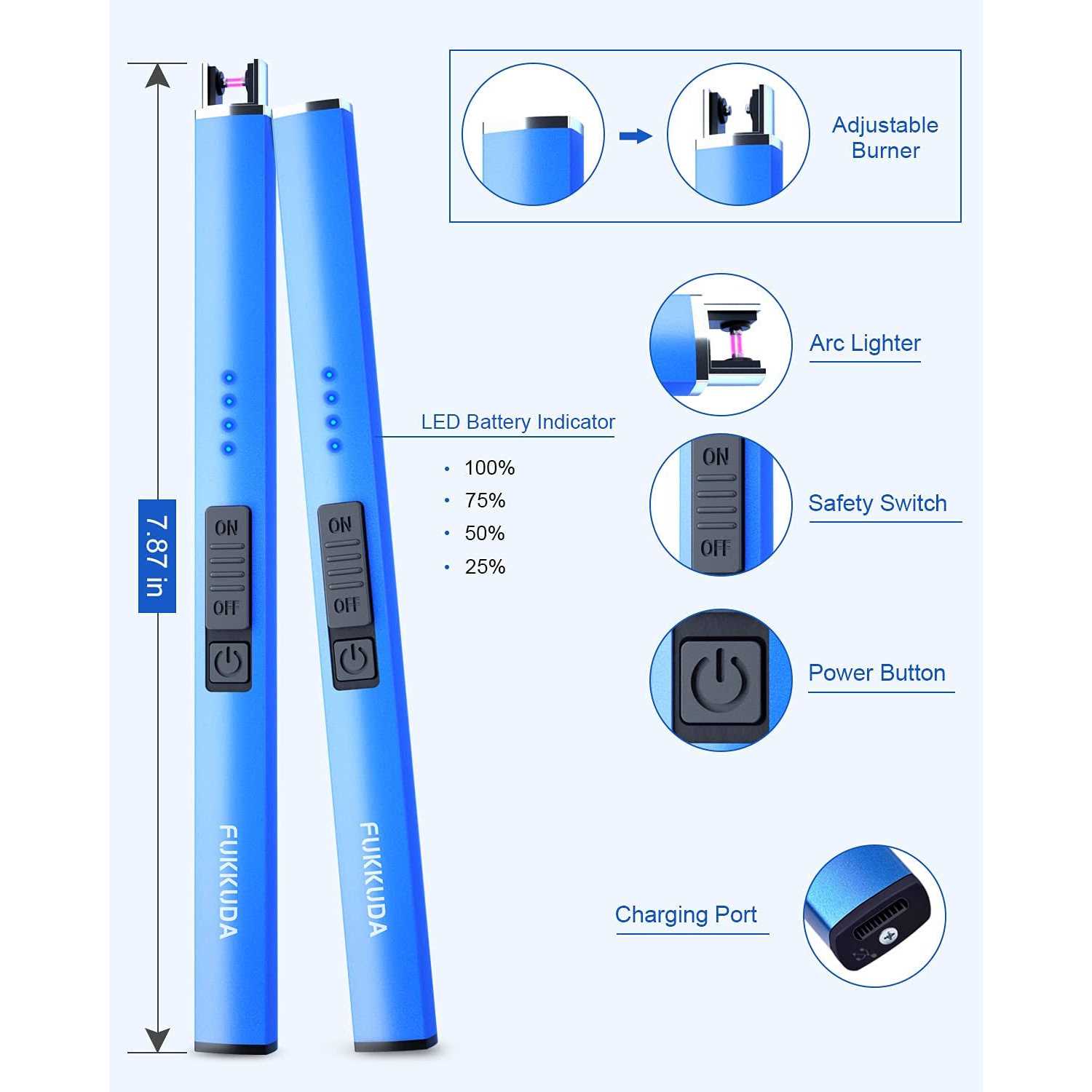 Electric Candle Lighter Plasma Arc Lighters Windproof & Flameless with USB Rechargeable Battery Double Safety Switch - Cheap Fitting