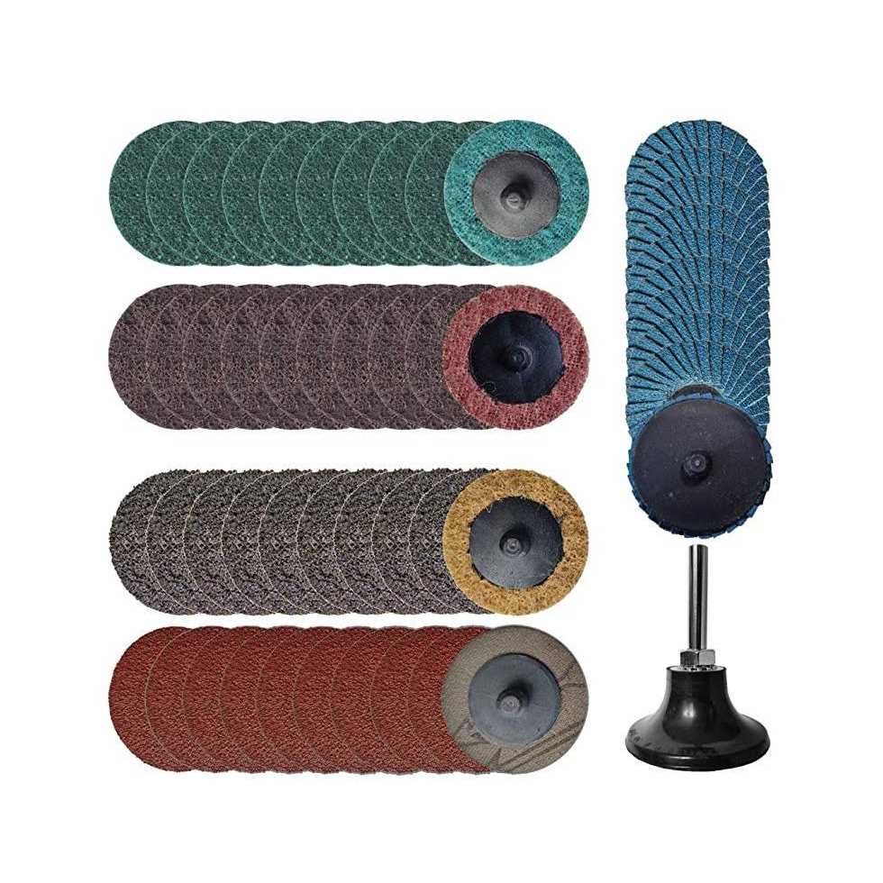Sanding Discs 50 pcs Set 2-inch roll Lock disc with 1/4 inch Holder - Cheap Fitting
