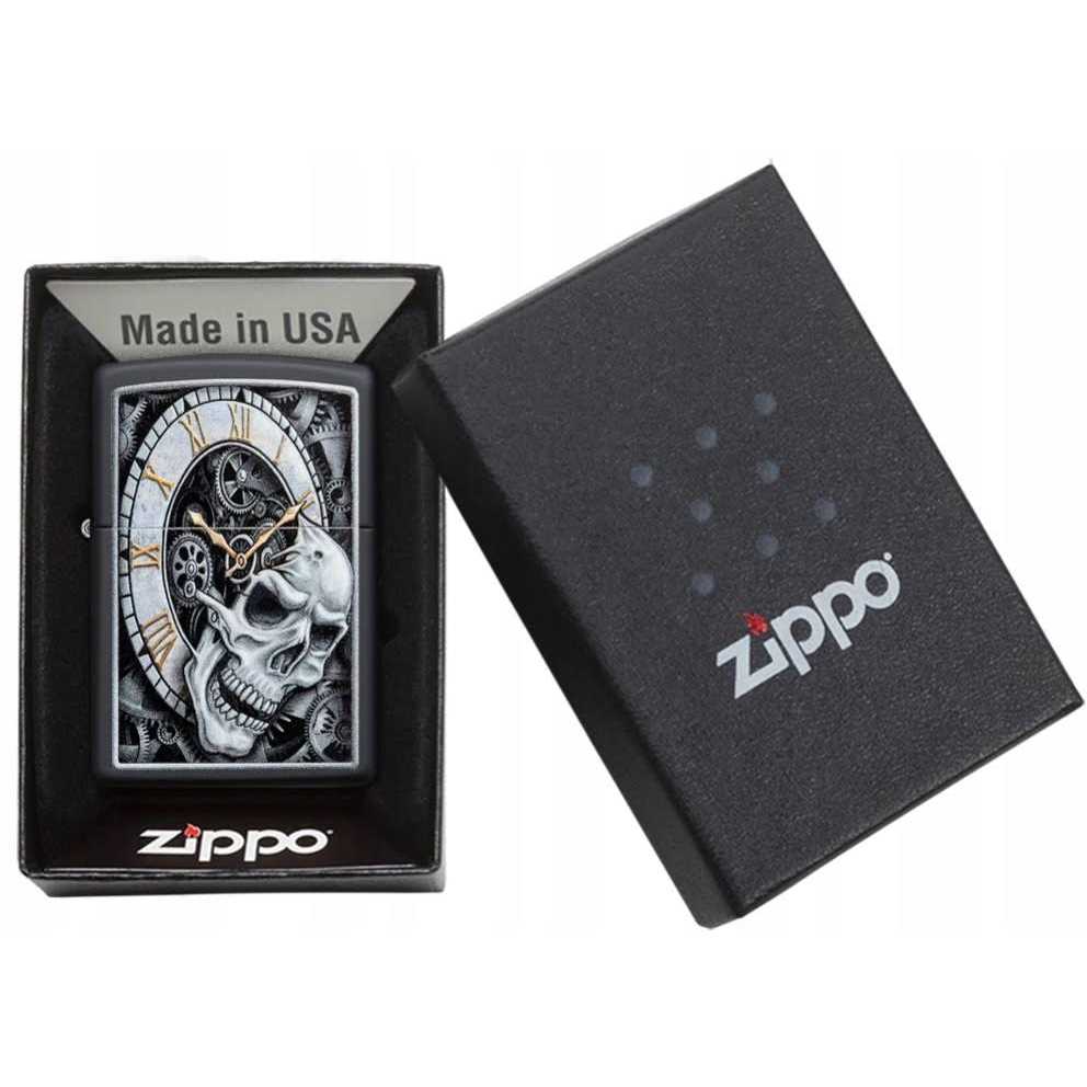 Zippo Matte Clock Skull Lighter - Cheap Fitting
