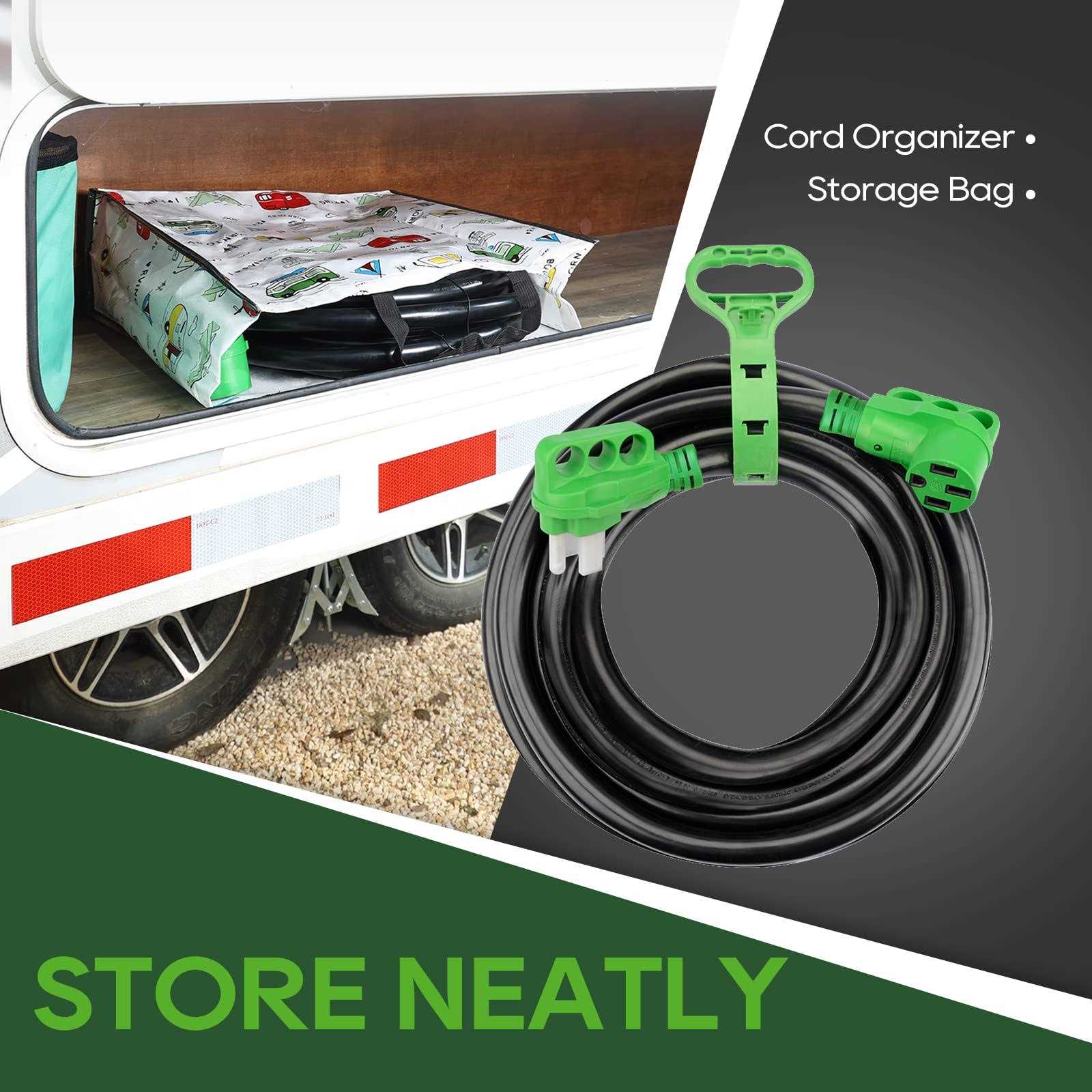 Rvguard 50 Amp 50 Feet Rv Extension Cord, Heavy Duty Stw Cord with Led Power Indicator and Cord Organizer - Cheap Fitting