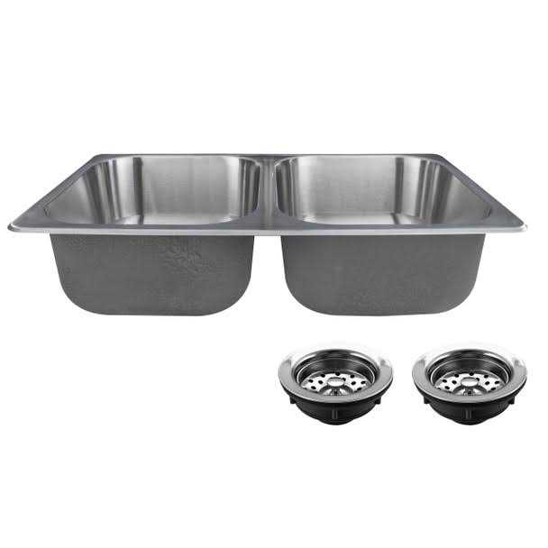 Recpro RV Stainless Steel Sink 27x16x17 Double RV Kitchen Sink - Cheap Fitting