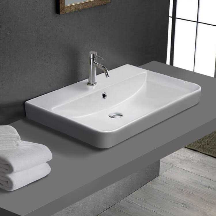 Nameeks Scarabeo 5131 Teorema 2 Rectangular Ceramic Drop In Sink - Cheap Fitting