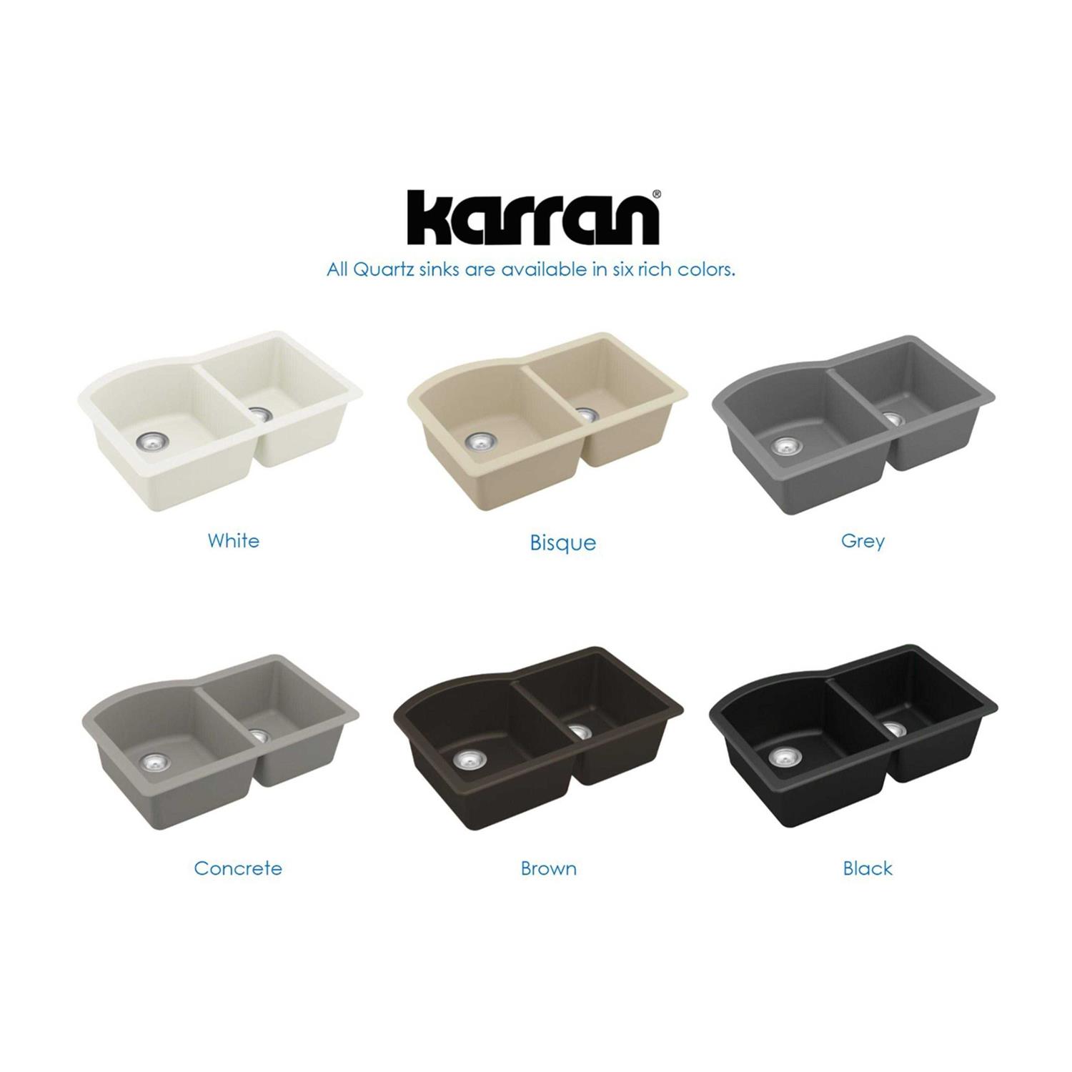 Karran Undermount Quartz 32 in. 60/40 Double Bowl Kitchen Sink Kit QU-610 - Cheap Fitting