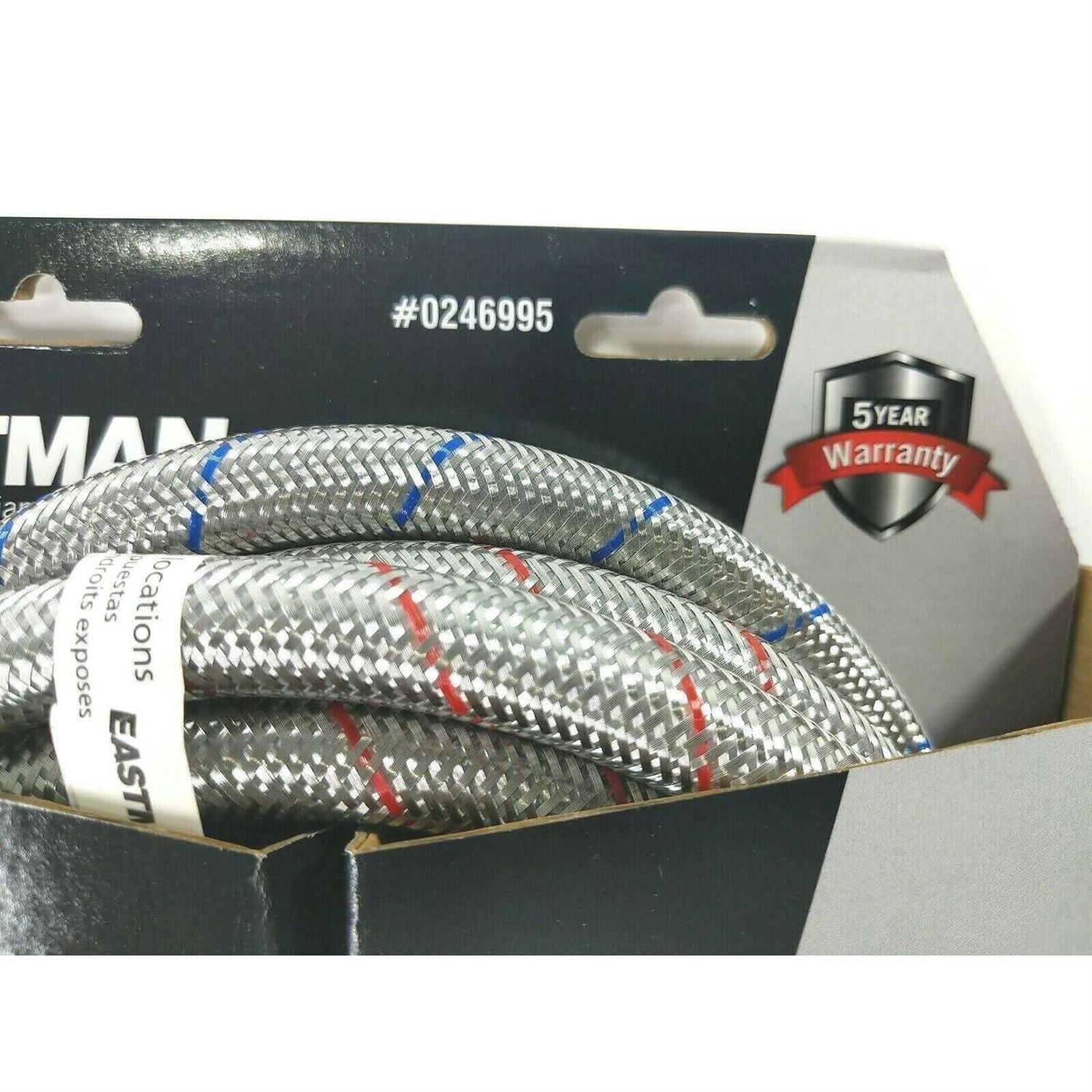 Eastman 2-Pack 6′ Hot/Cold Stainless Steel Washing Machine Hoses - Cheap Fitting
