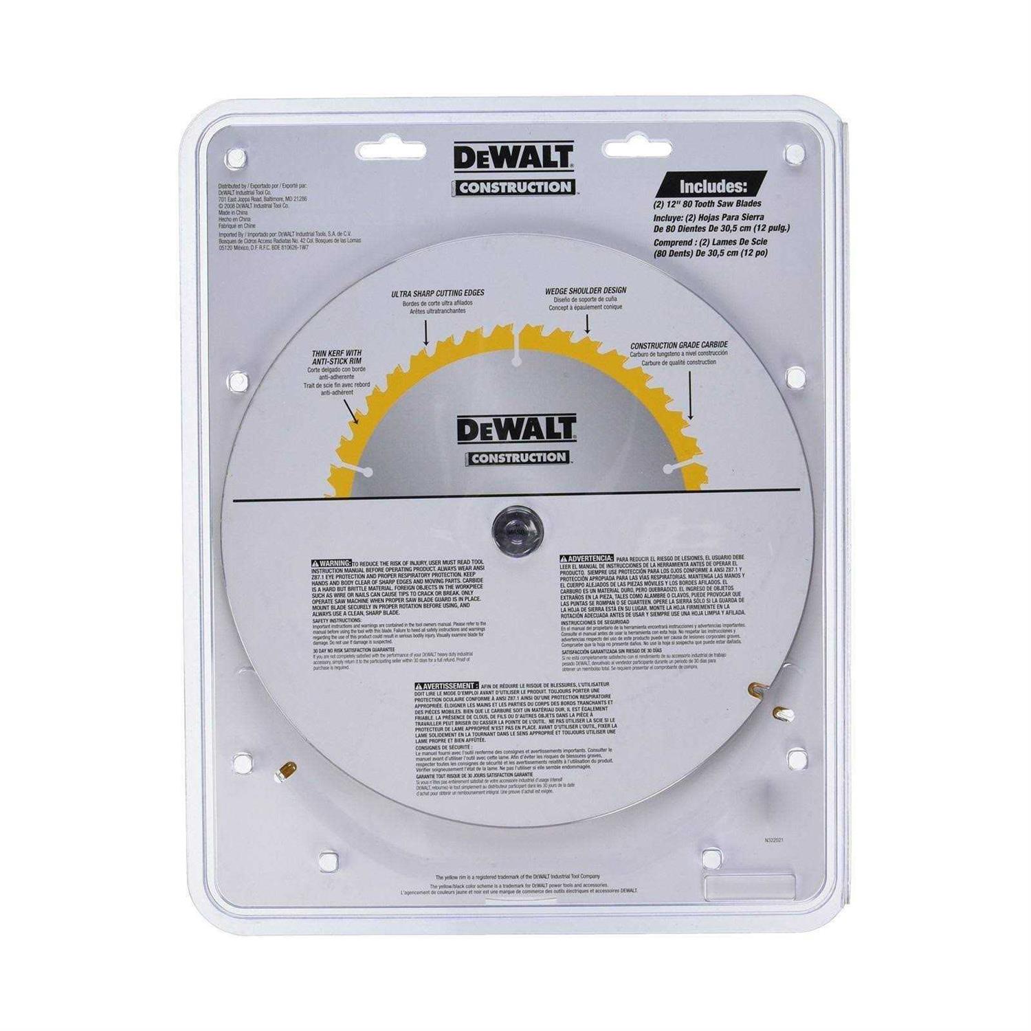 Dewalt Saw Blade 80-Tooth 2-Pack DW3128P5D80I - Cheap Fitting