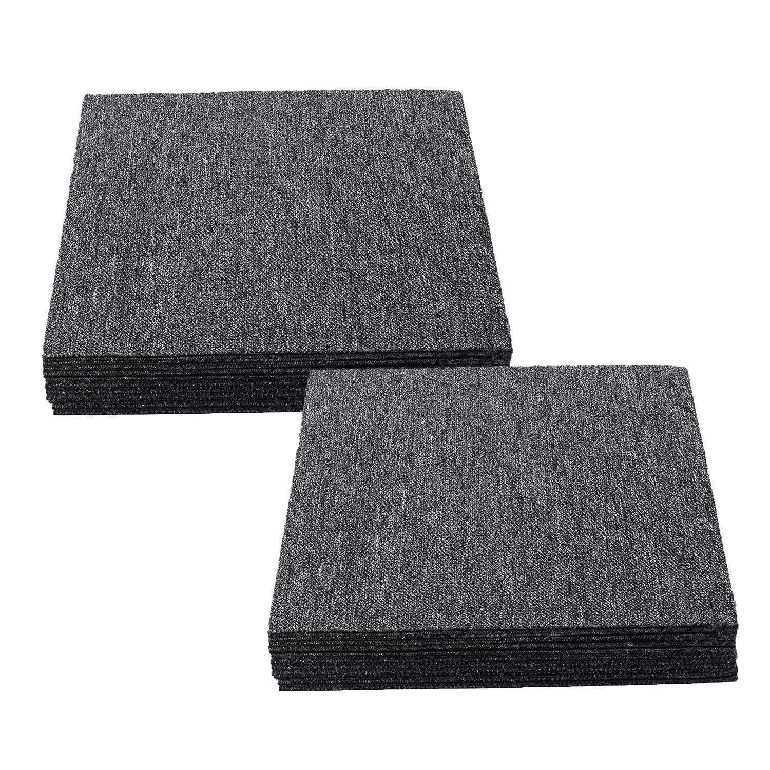 Nisorpa Heavy Duty Carpet Squares with Tapes 20×20 inch Dark Grey 20 Pack Commercial Carpet Repeated Use Floor Tile Washable Mat Bitumen Backed - Cheap Fitting