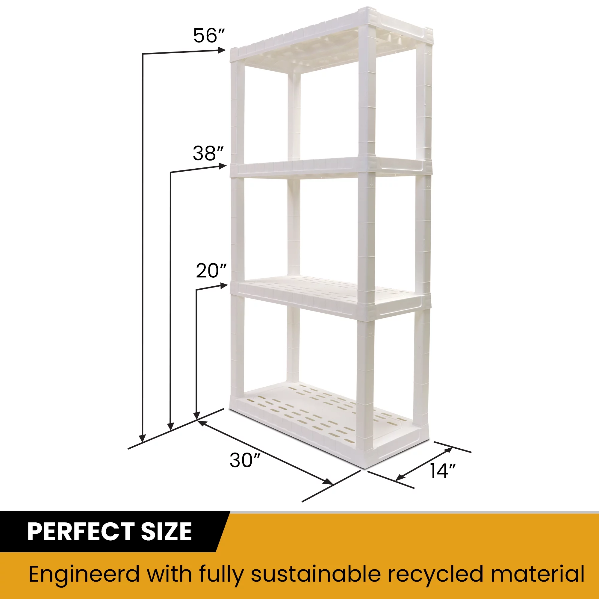 Hyper Tough Garage Shelves, Pack of 2 Plastic Storage Shelving Unit 4 Shelves, White 400 lbs Capacity 56