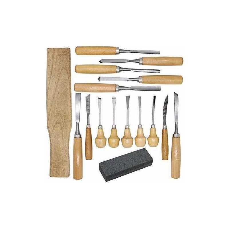 Lulu Home Wood Carving Tools 16PCS Professional Carving Knife Tool Set for Woodworking Premium Wood Handle with Chisel Gouge Whetstones - Cheap Fitting