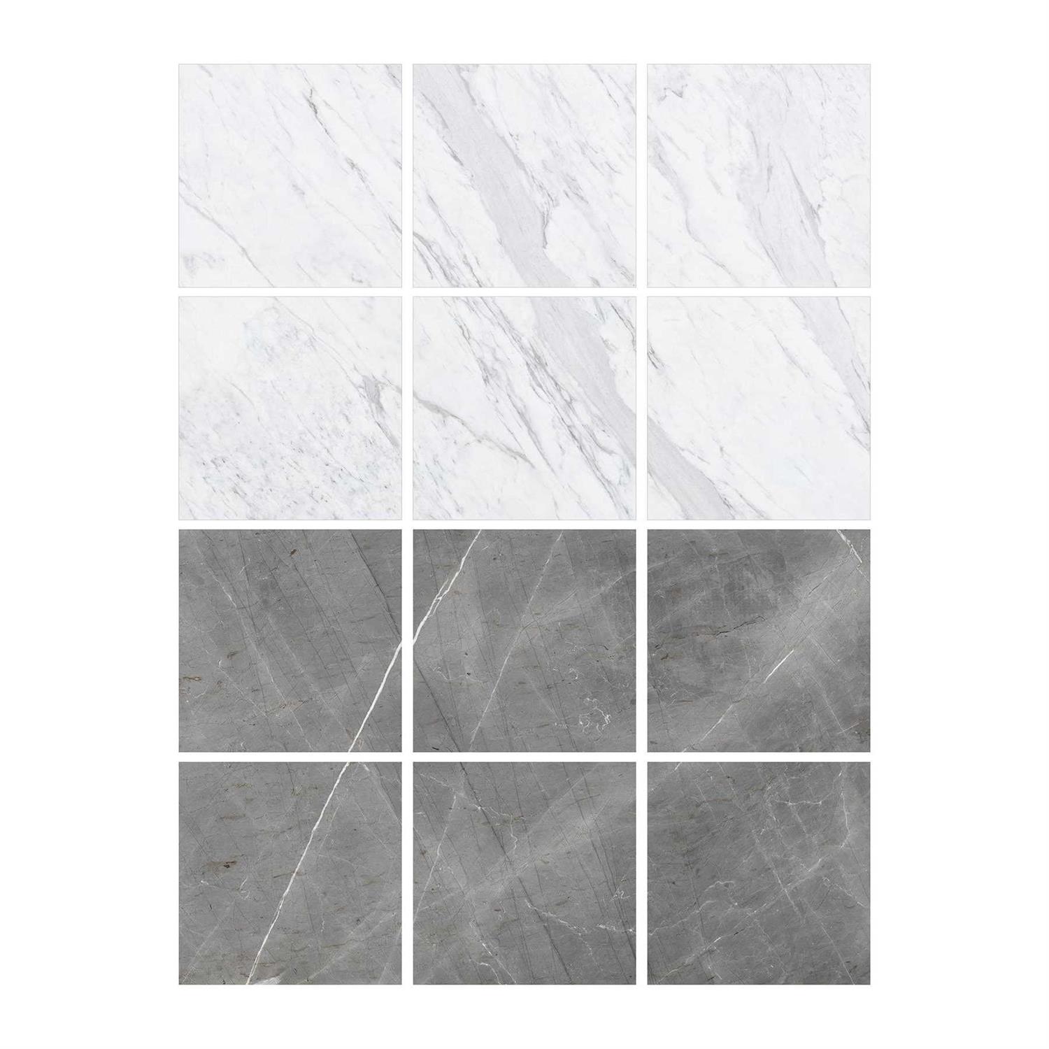 Chris Loves Julia FloorPops 12-in by 12-in Grey & White Marble Bonneville Peel & Stick Floor Tiles FP4421 - Cheap Fitting
