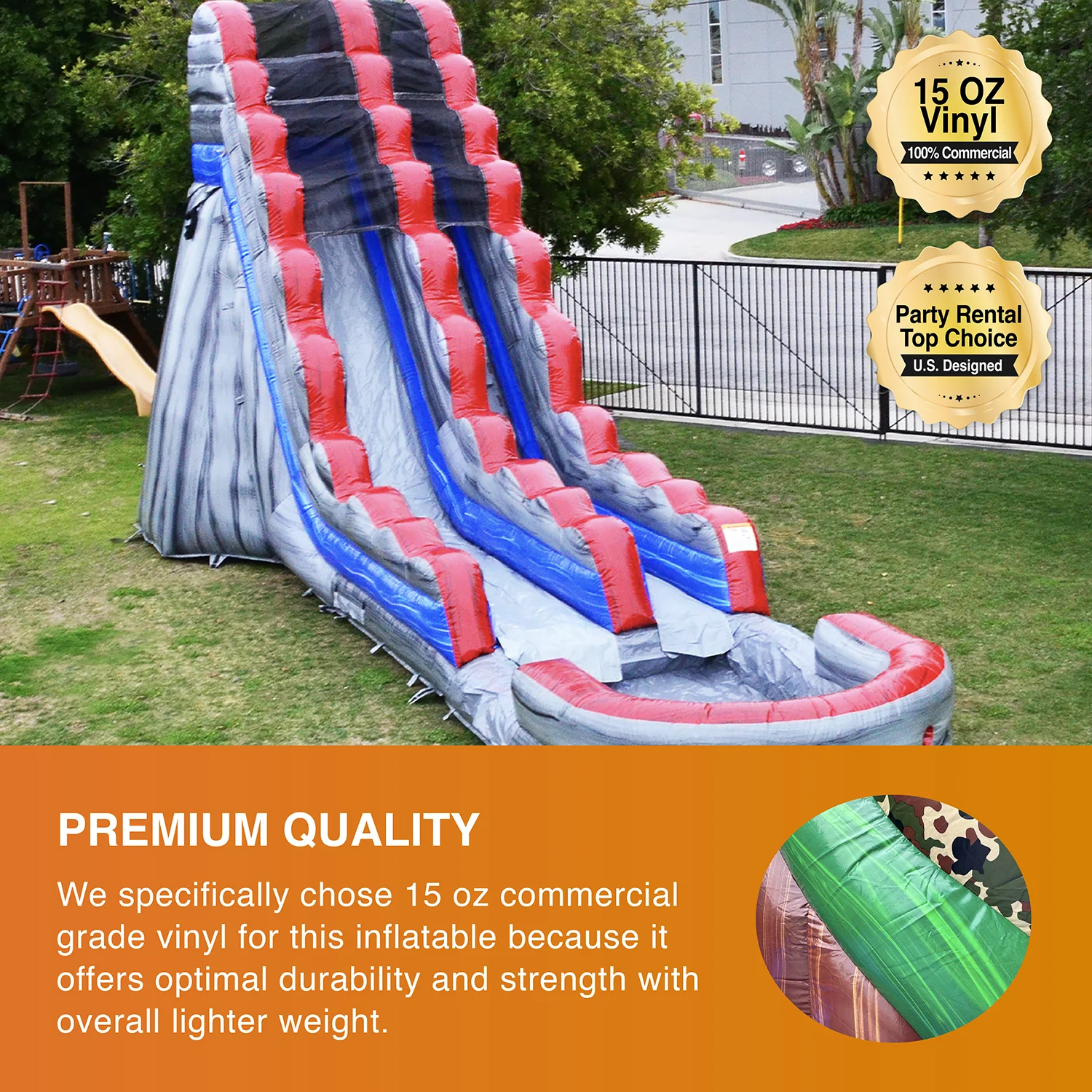 JumpOrange Titanium Commercial Grade Inflatable Water Slide with Splash Pool, for Adults and Kids - Cheap Fitting
