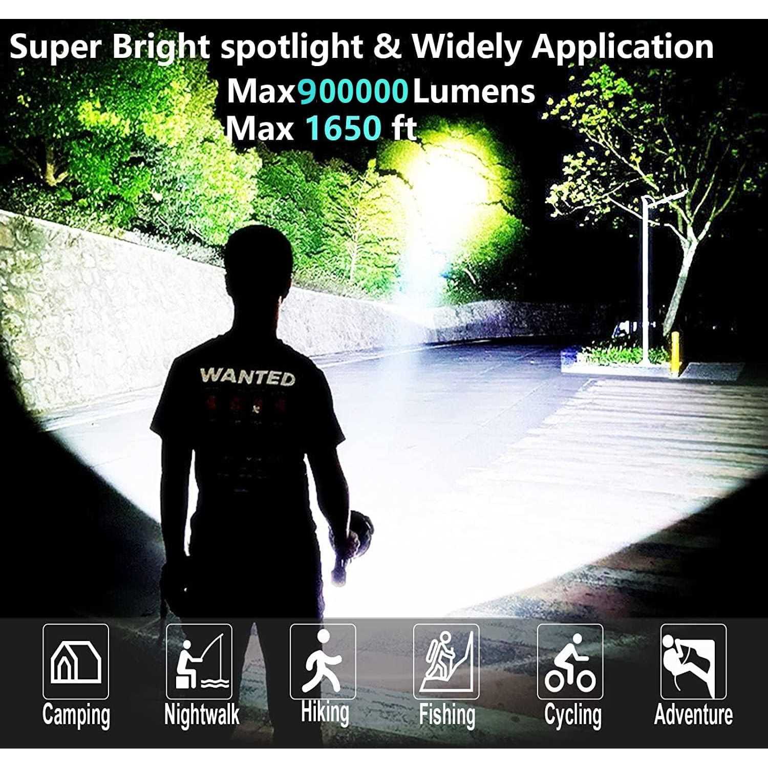 Rechargeable Spotlight Super Bright 150000 Lumens Led Spot Lights Flashlight 8000 mAh Large Handheld Searchlight Long Lasting for Outdoor Hunting - Cheap Fitting
