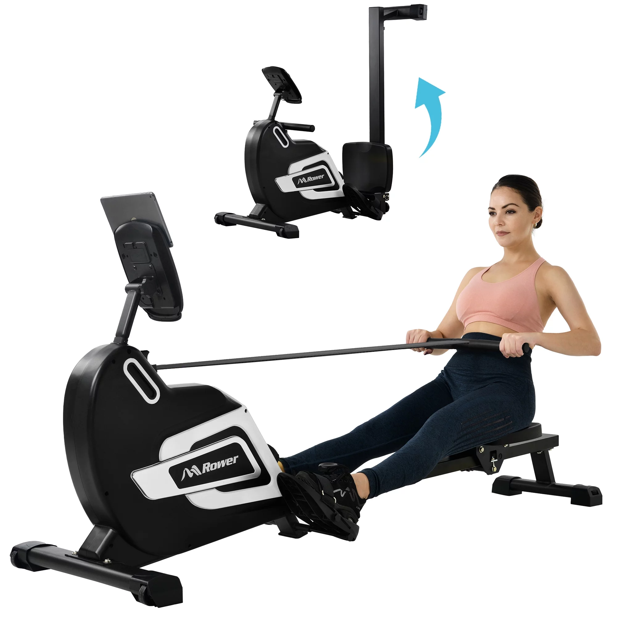 MS Rowing Machine Folding Rower with 14 Levels of Resistance Adjustable LCD Monitor and Tablet Holder - Cheap Fitting
