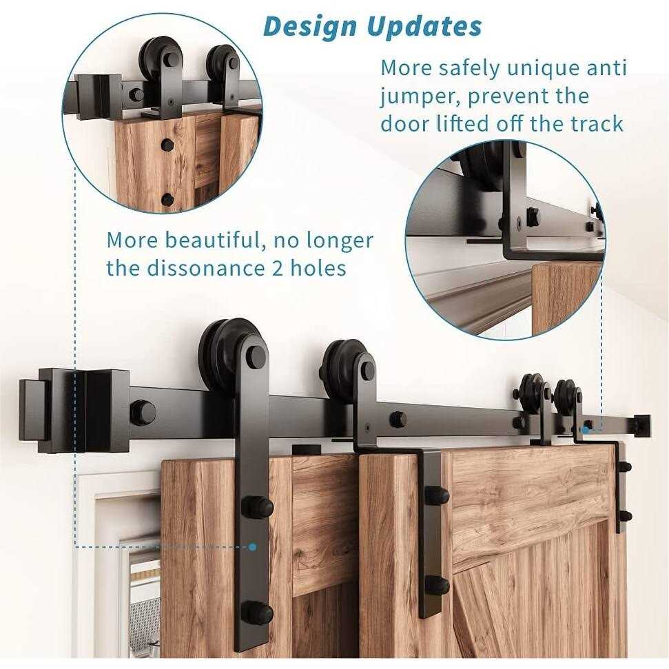 WINSOON Single Track Bypass Barn Door Hardware Double Doors Kit I Style Hanger - Cheap Fitting