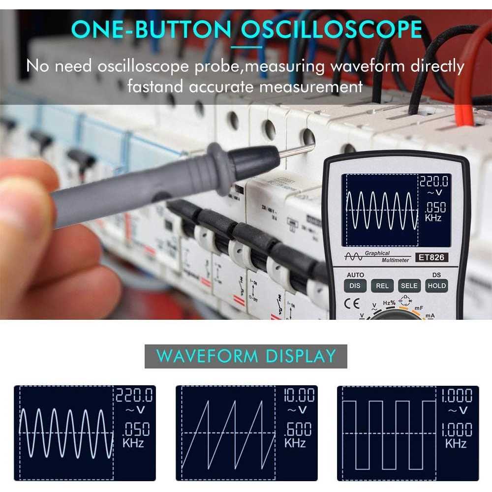2-in-1 Intelligent Digital Oscilloscope Multimeter DC/AC Current Voltage Resistance Frequency Diode Tester 4000 Counts 200KHz Analog Bandwidth 200Ksp - Cheap Fitting