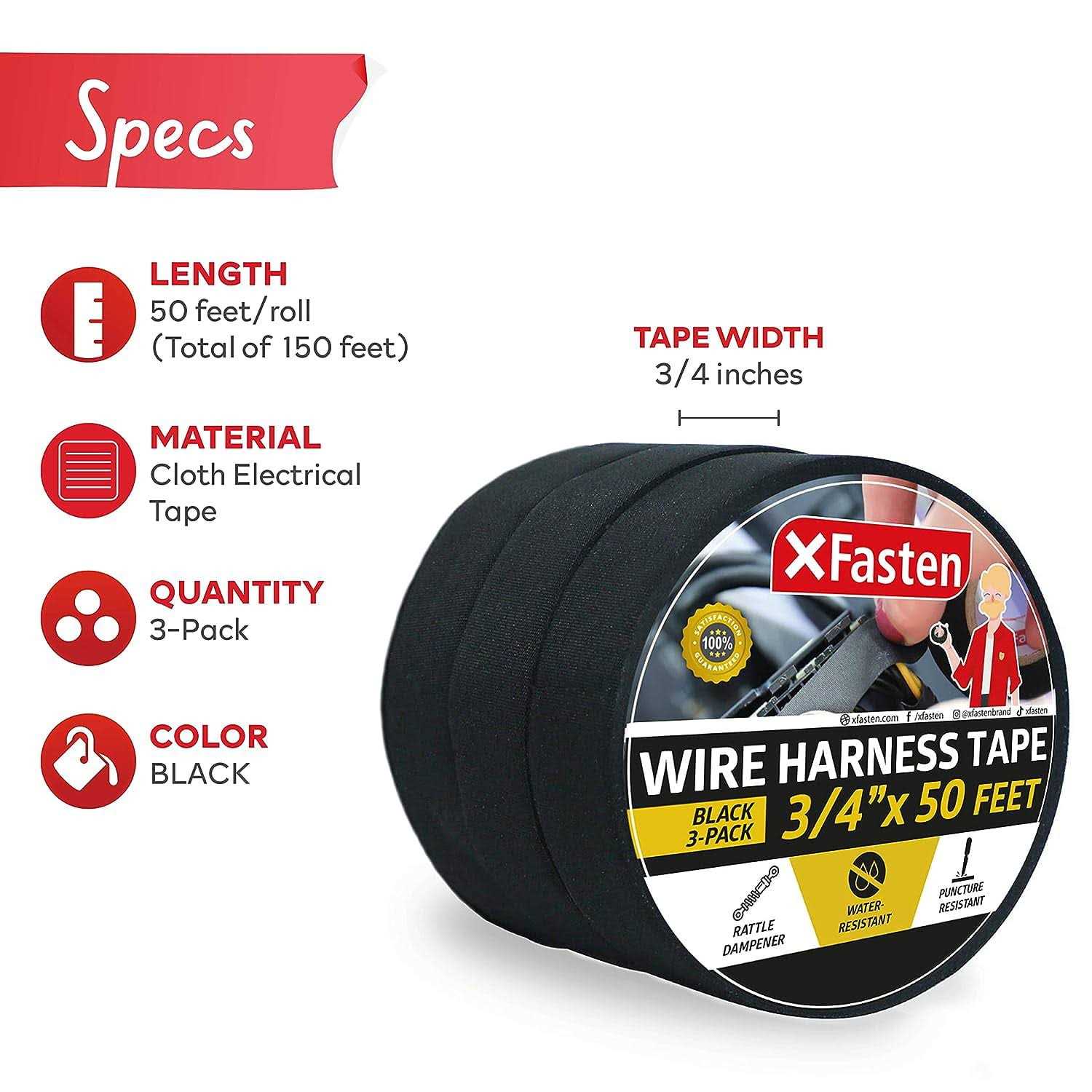 Xfasten Wire Harness Tape 3/4-Inch High Temp Wiring Loom Harness Self-Adhesive Felt Cloth Electrical Tape for Automotive - Cheap Fitting