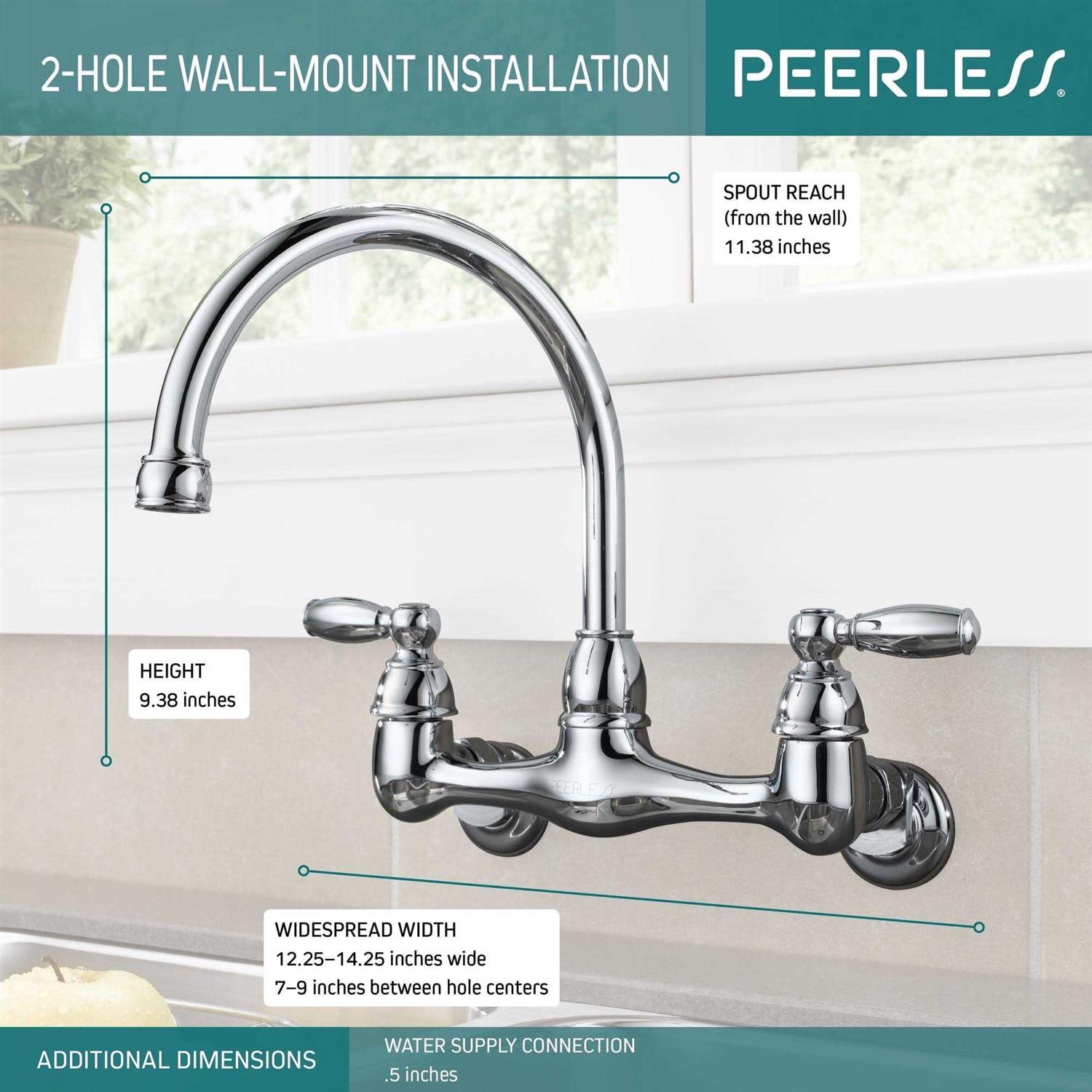 Peerless Claymore Two Handle Wall Mounted Kitchen Faucet P299305LF - Cheap Fitting