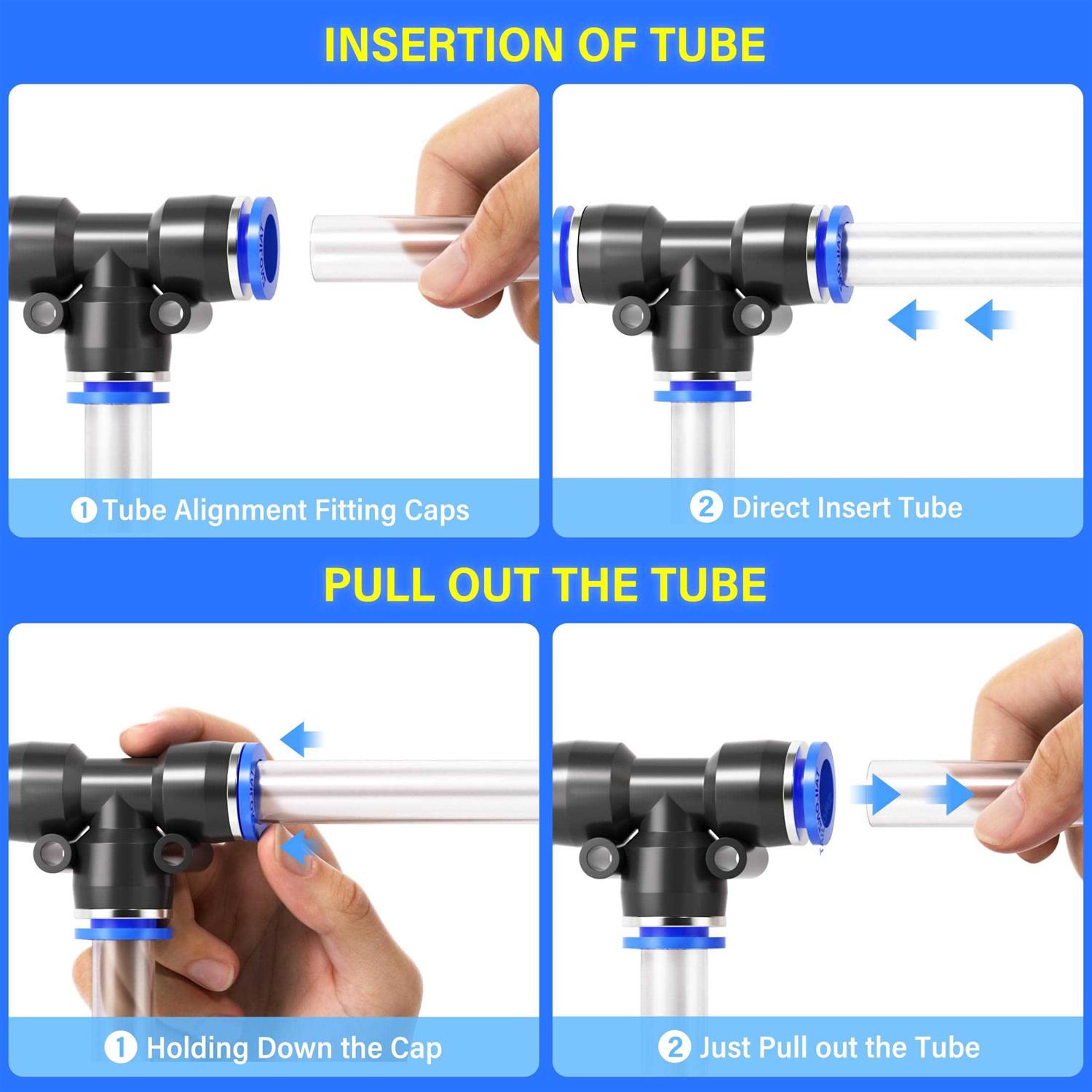 TAILONZ Pneumatic 1/4 Inch od Push to Connect Fittings Pneumatic Fittings Kit 10 Spliters+10 Elbows+10 tee+10 Straight - Cheap Fitting