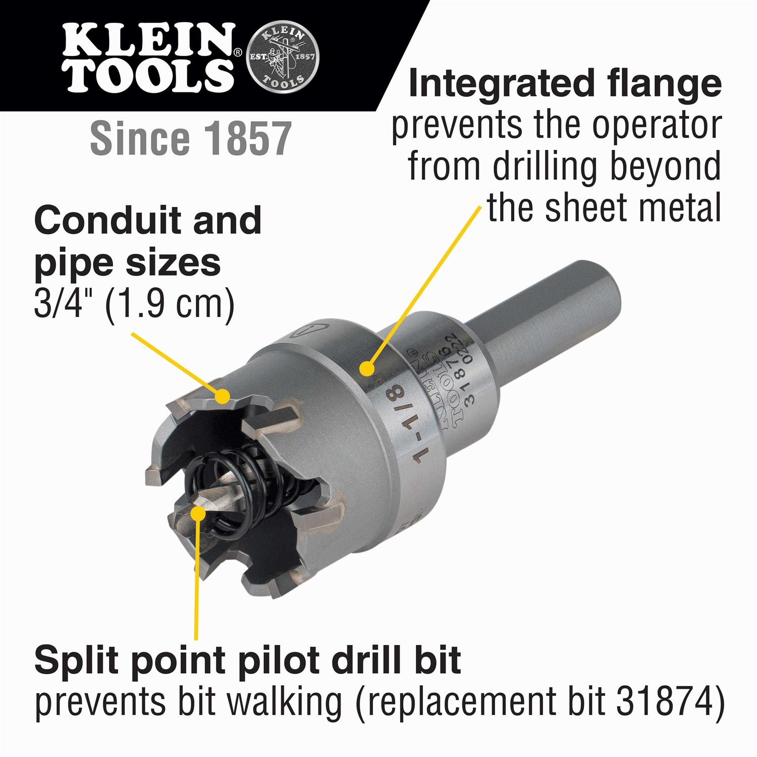 Klein Tools 1-1/8 in. Carbide Hole Cutter 31876 - Cheap Fitting