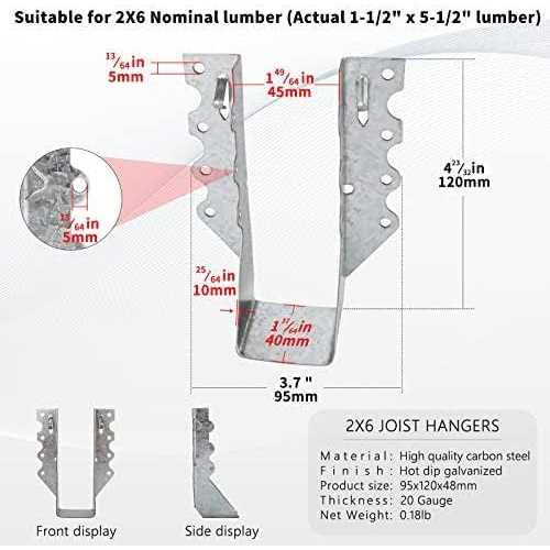 LukLoy 2×6 Joist Hanger 20 Gauge Galvanizing Face Mount Joist Hangers for Wood - Cheap Fitting