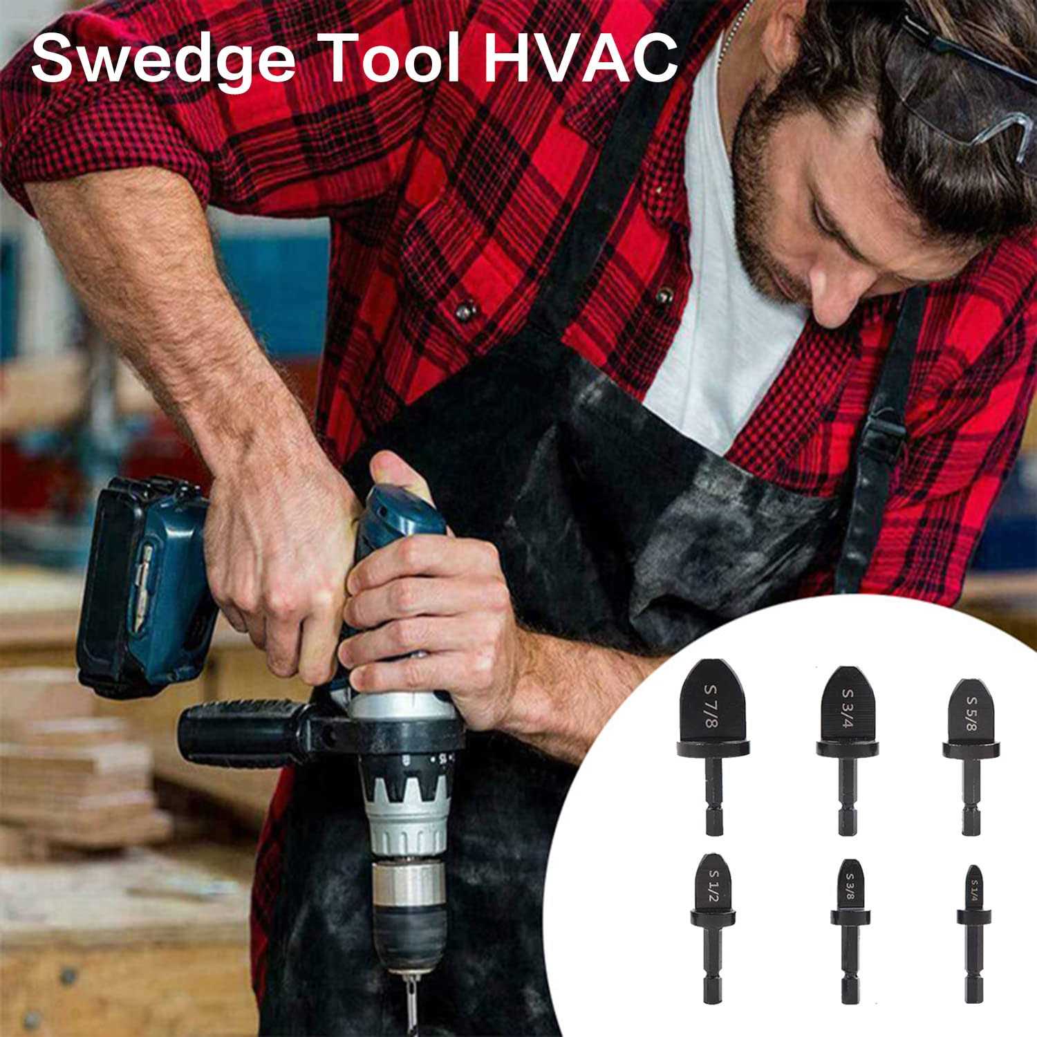 Swedge Tool HVAC Swaging Set Copper Pipe Expander Swaging Tool Drill Bit Set Precision Flaring Kit HVAC Flaring Tool Bit Set Hand Tools - Cheap Fitting