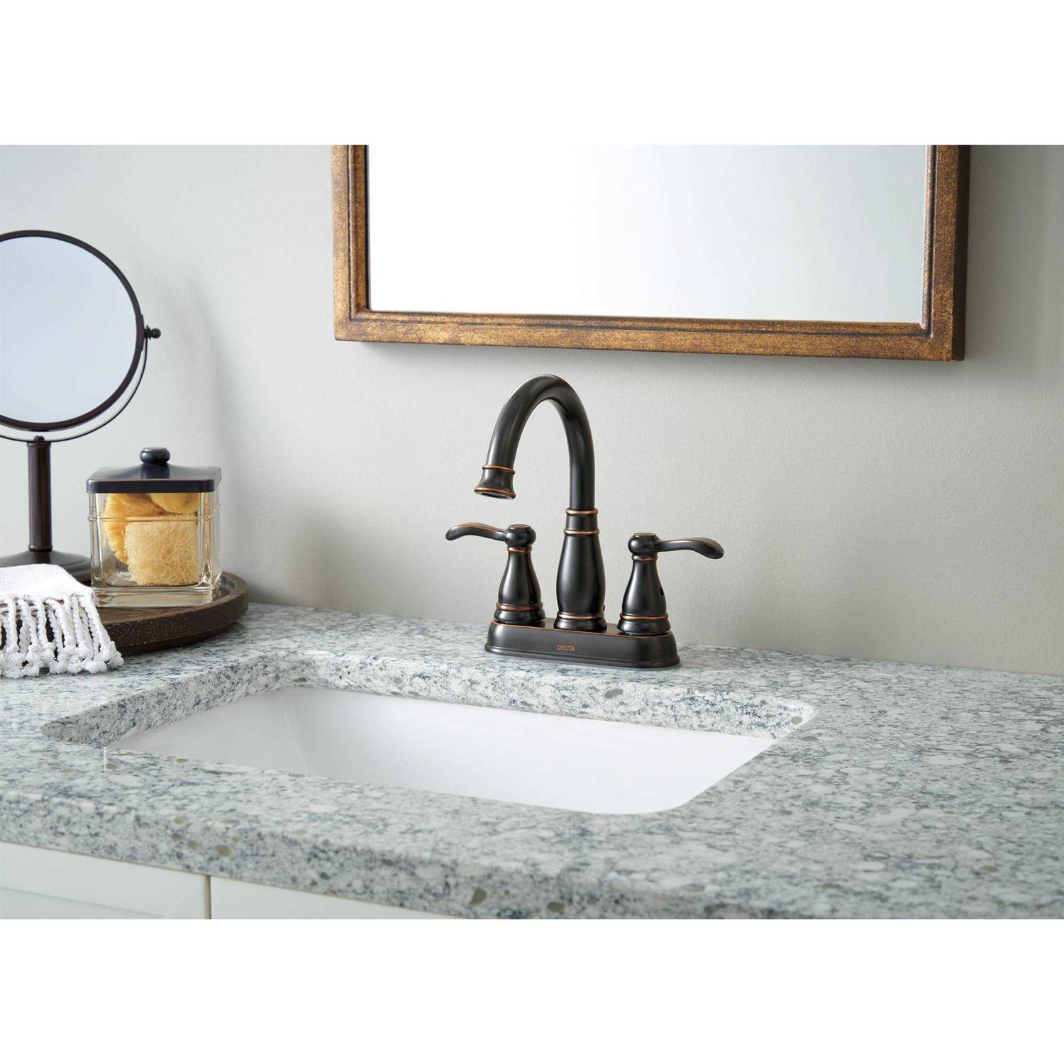 Delta Porter Handle Centerset Bathroom Faucet Bronze - Cheap Fitting