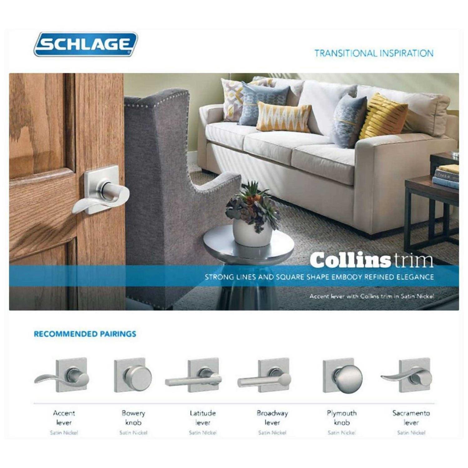 Schlage F51ALAT Latitude Keyed Entry Lever with Collins Trim Finish - Cheap Fitting