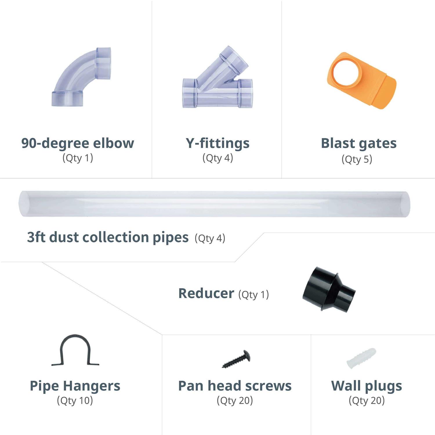 POWERTEC 2-1/2 in. Dust Collection Kit Fittings Network w/Reducer - Cheap Fitting
