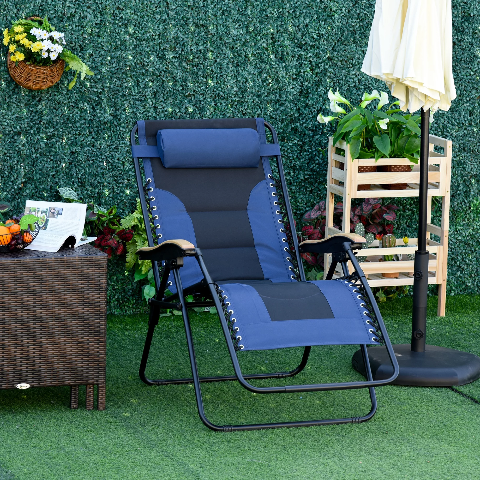 Outsunny Foldable Reclining Zero Gravity Chair with Cup Holders, Beige - Cheap Fitting